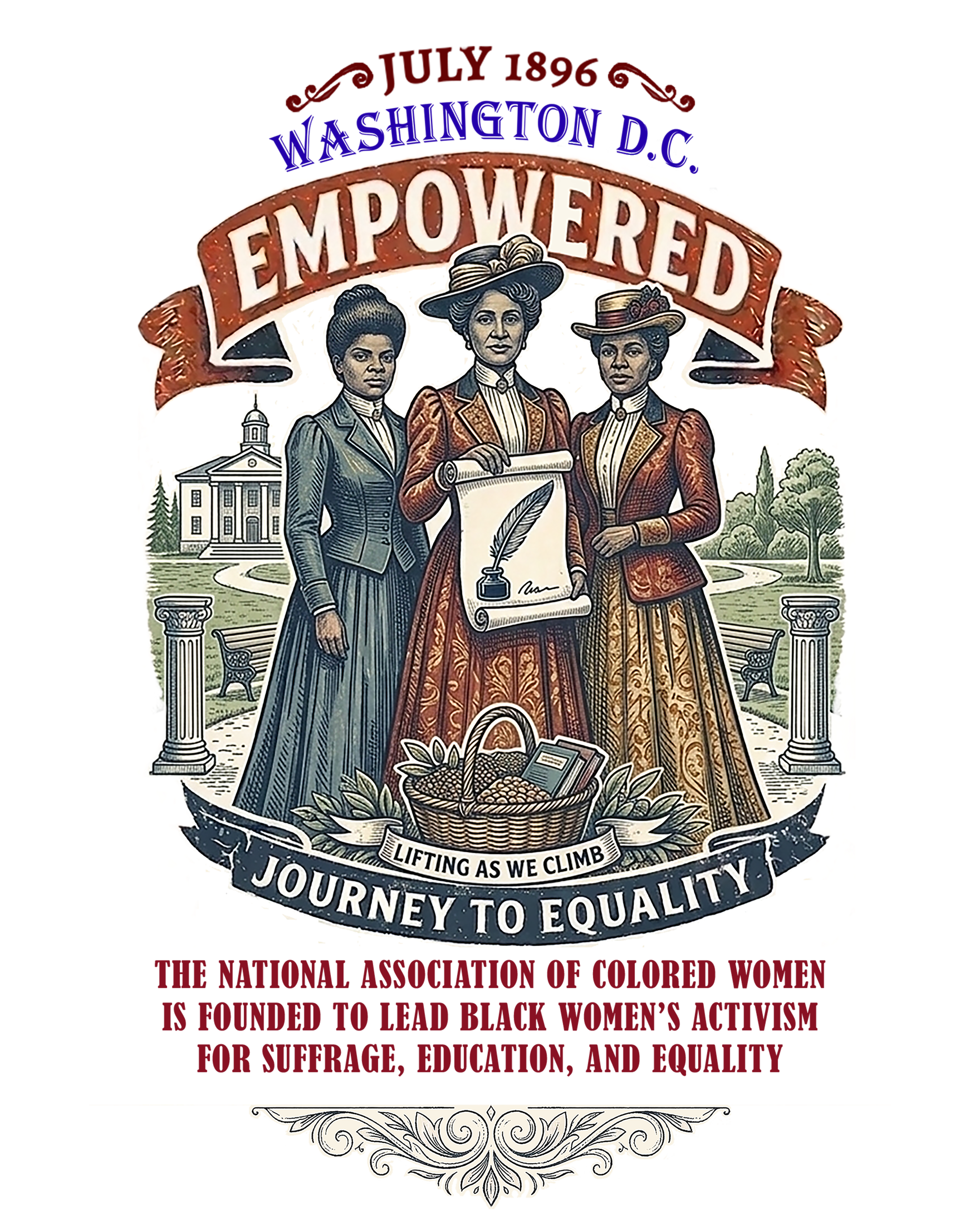 EMPOWERED - 1896: Lifting As We Climb (The Trailblazers) - Women's History Vintage T-shirt