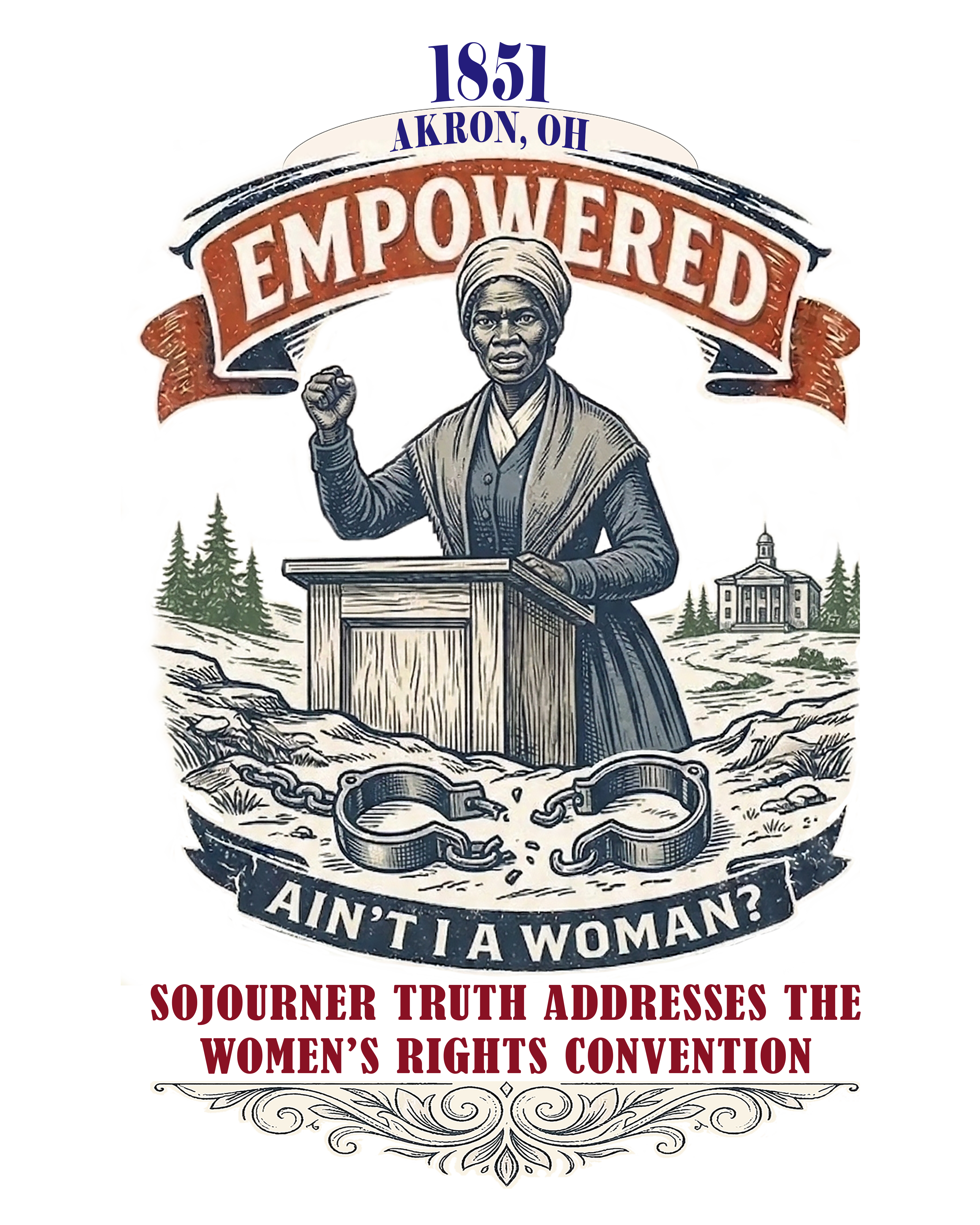 EMPOWERED - 1851: Sojourner Truth (The Voice) - Women's History Vintage T-shirt 