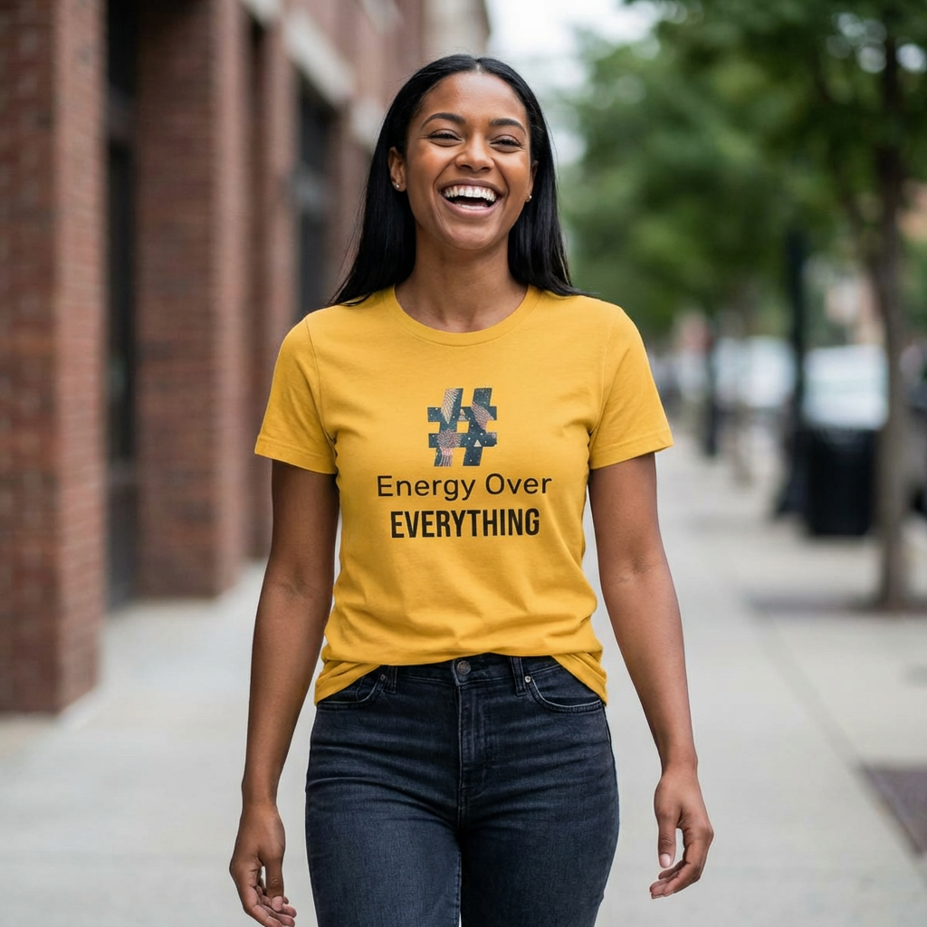 Energy Over Everything Womens Tee - Inspirational Hashtag Graphic Shirt product thumbnail image