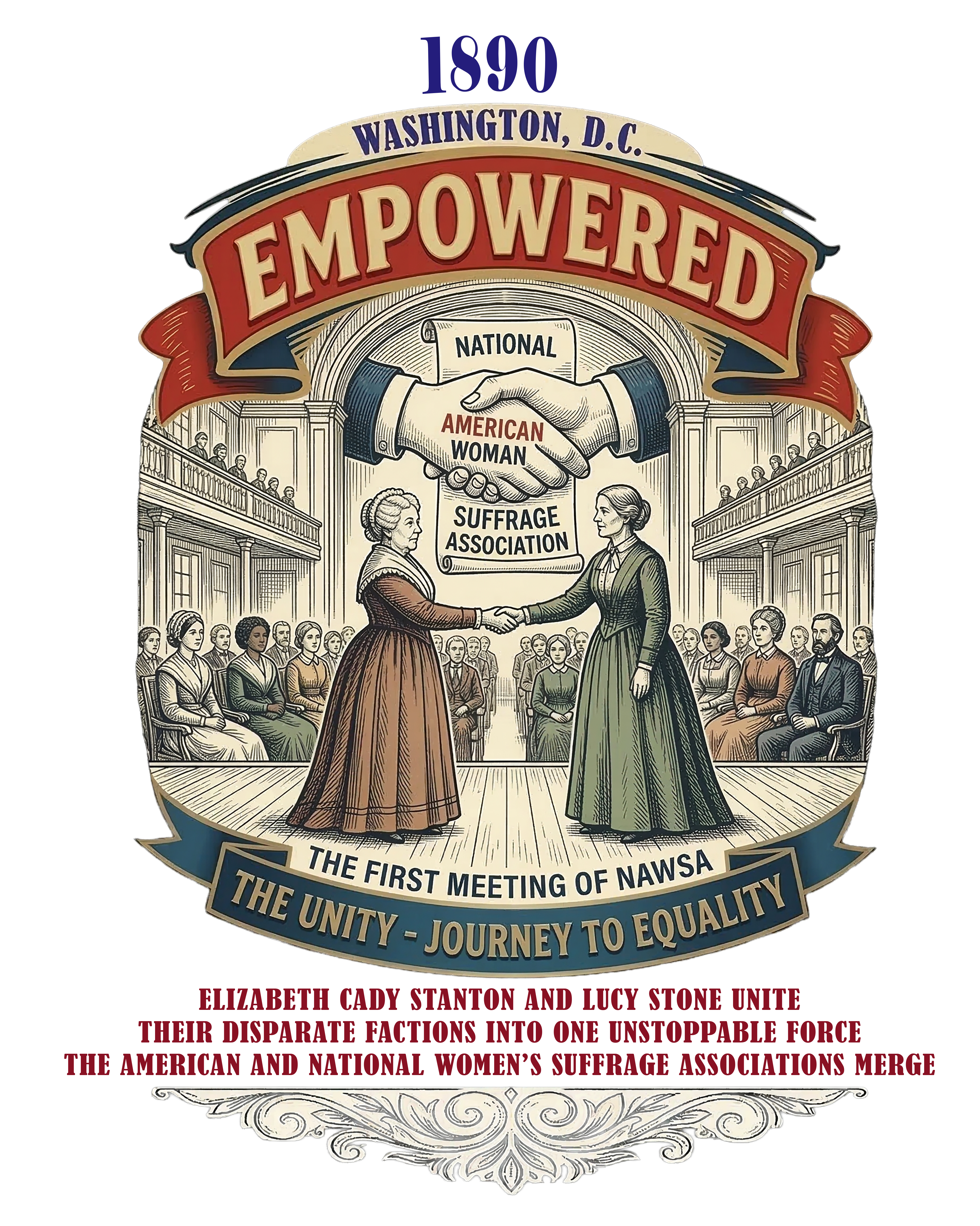 EMPOWERED - 1890: Unite the Ladies (The Unstoppable Force) - Women's History vintage t-shirt