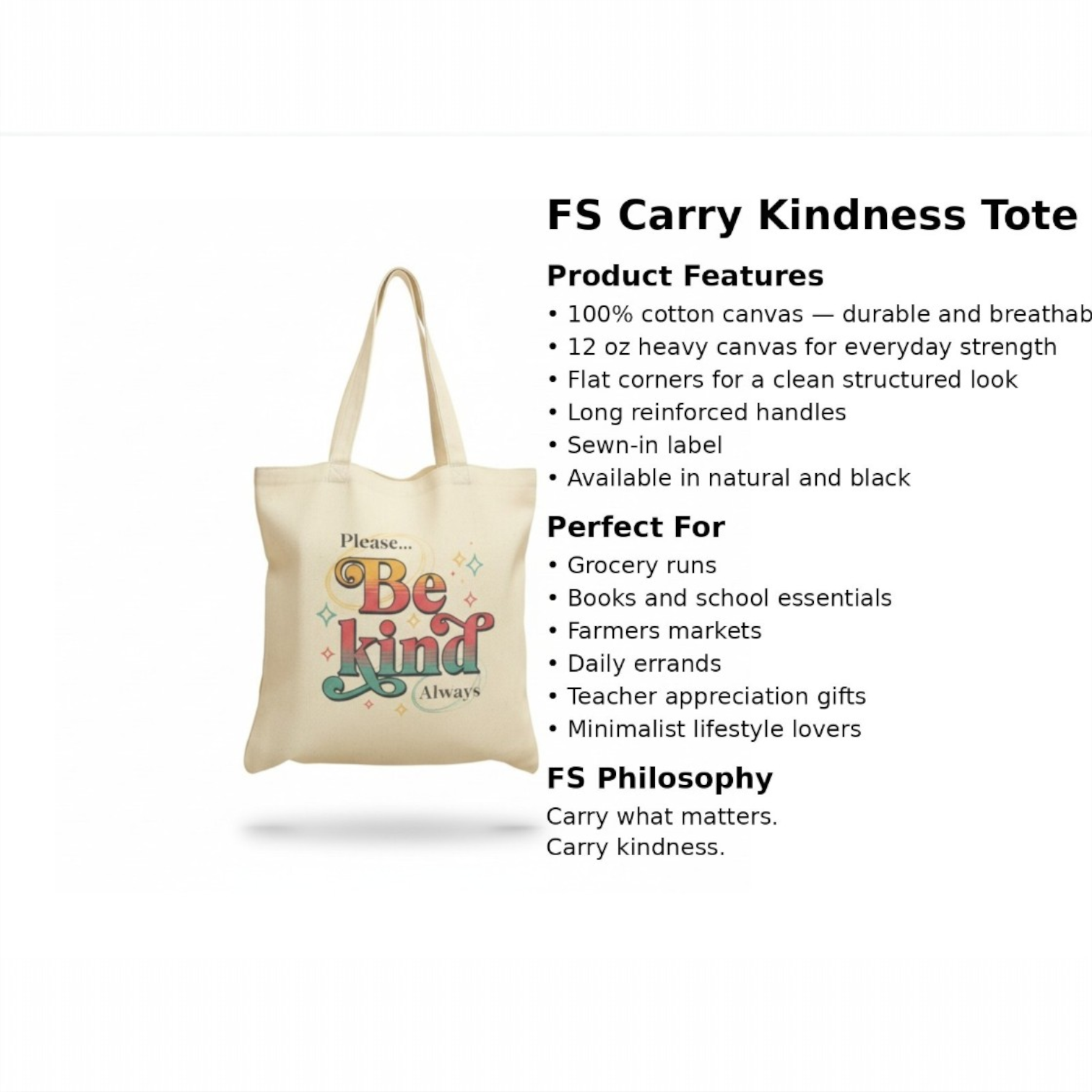 Be Kind Always Tote Bag FS™ product thumbnail image Be Kind Always Tote Bag FS™ product thumbnail image