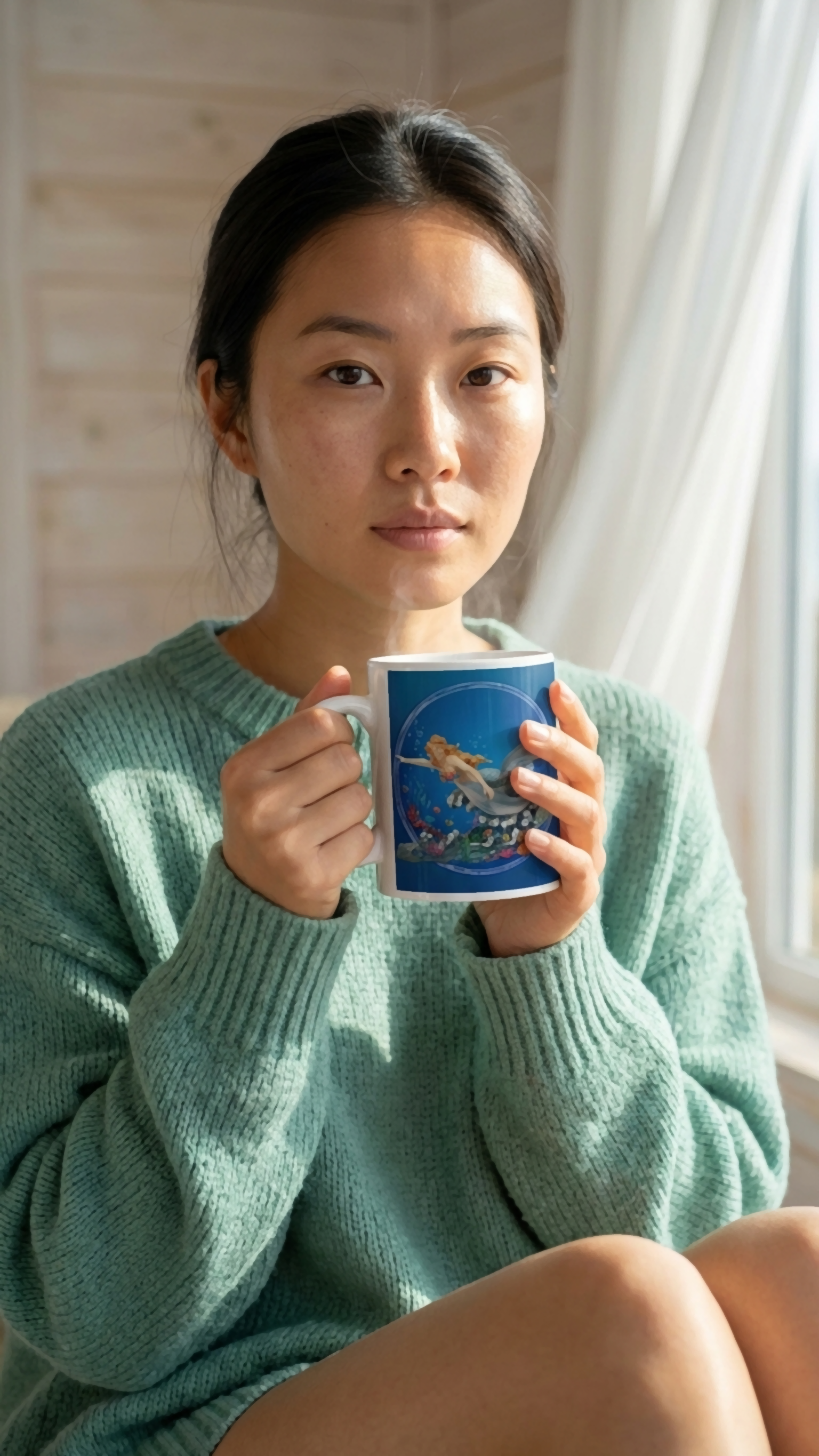 Ethereal Mermaid &amp; Dolphin Underwater Ceramic Mug – Ocean Fantasy Coffee Cup (11oz/15oz) product thumbnail image