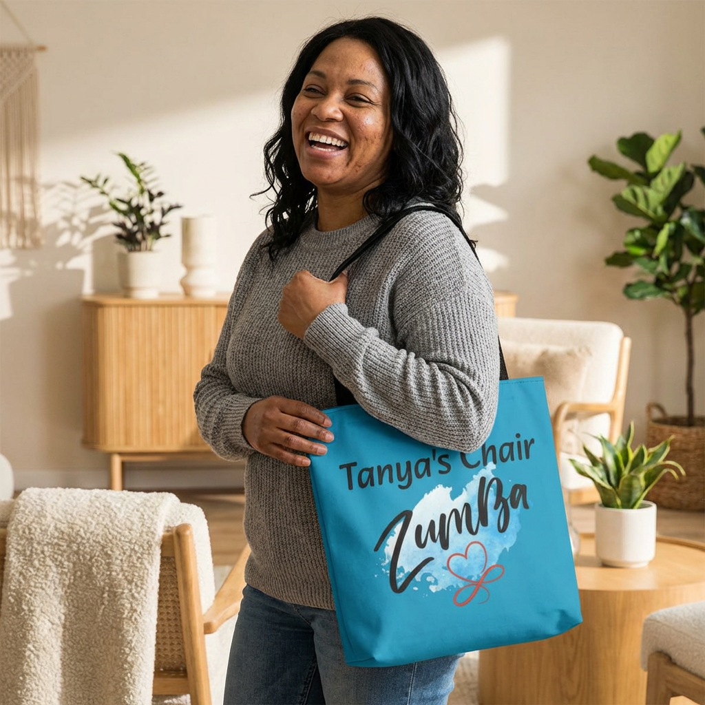  Tote Bag – "Tanya's Chair Zumba" Blue Fitness Tote