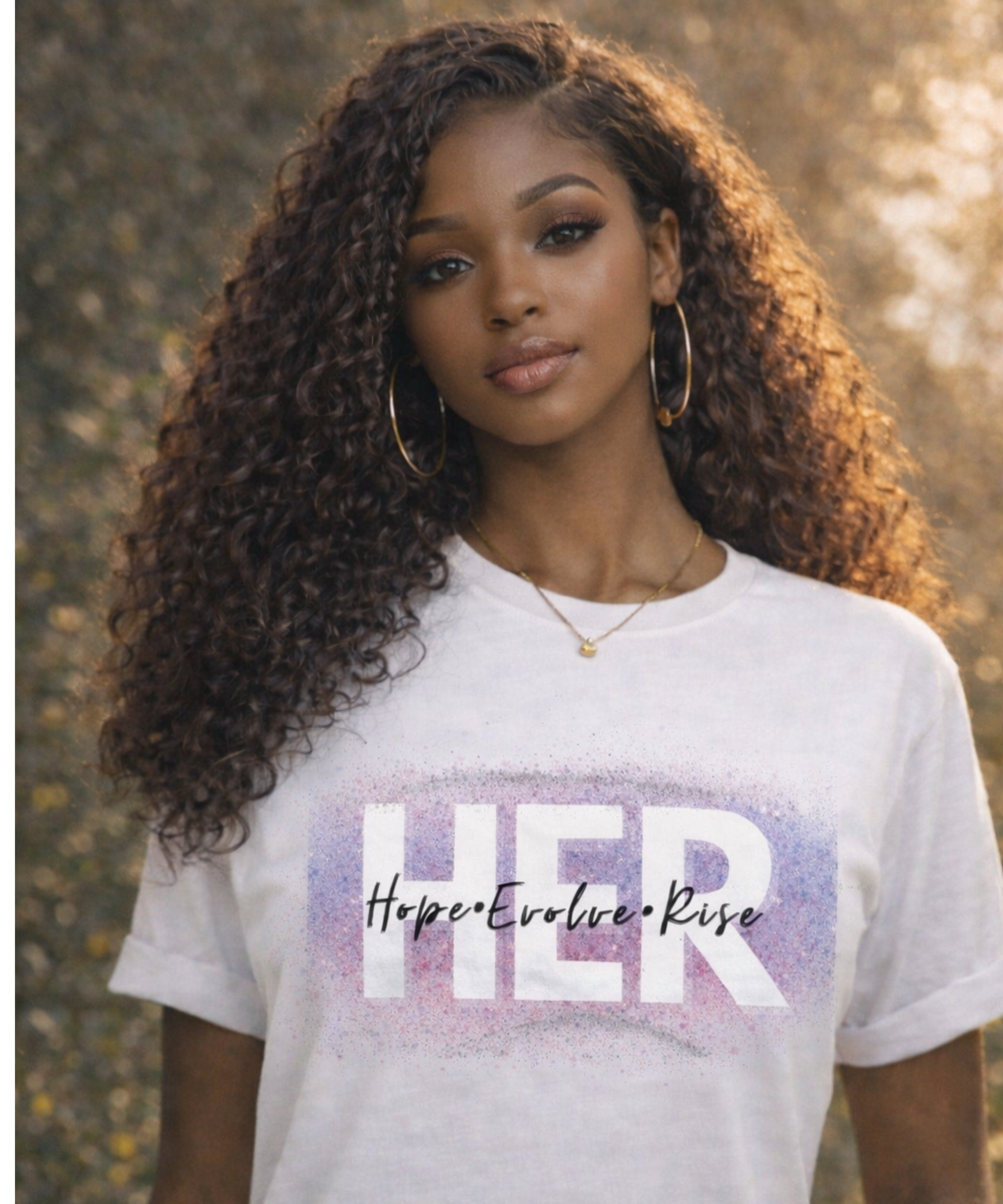 HER Graphic T-Shirt — Hope, Courage, Rise Inspirational Tee product thumbnail image