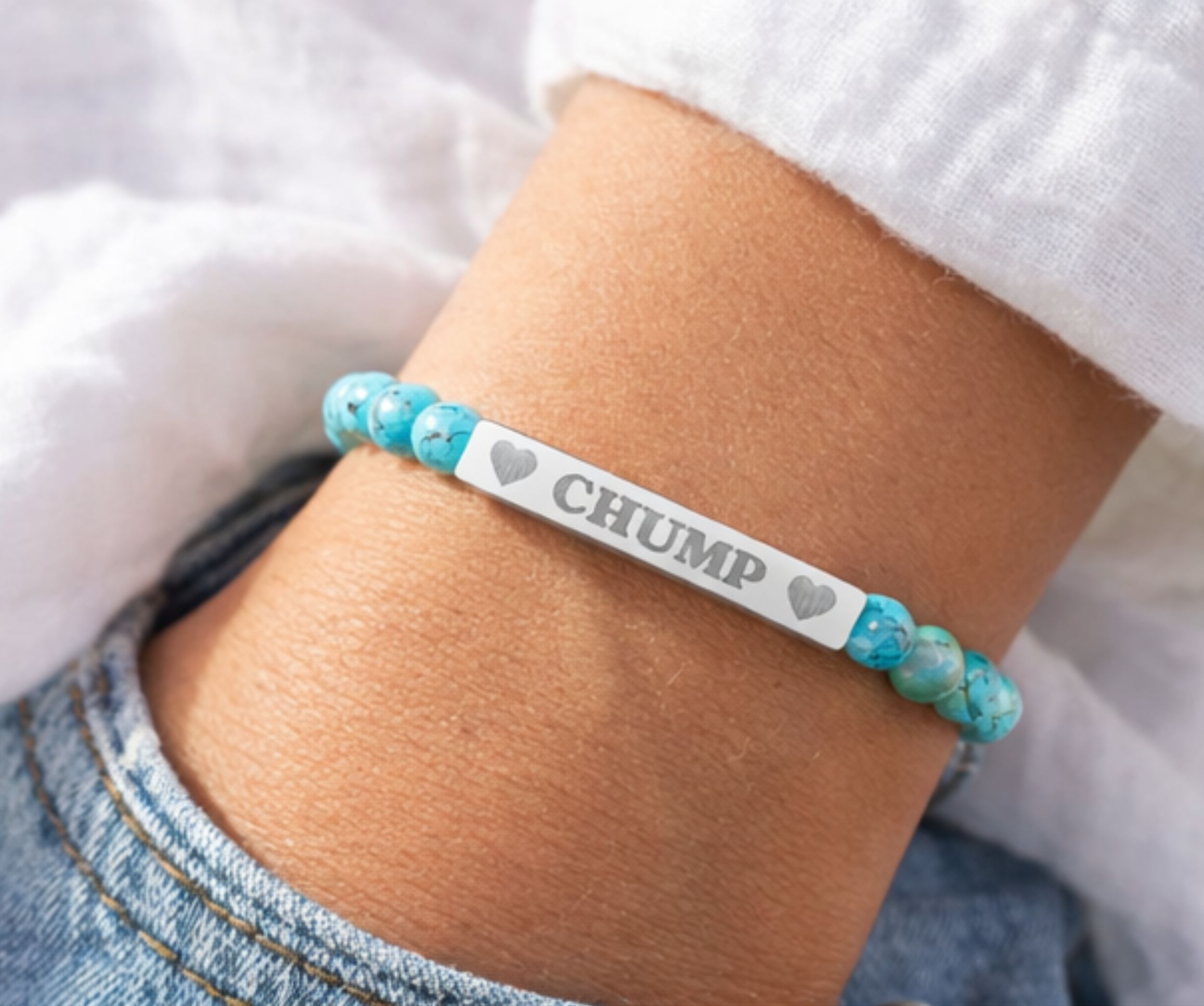 CHUMP Engraved Natural Stone Beaded Bracelet product thumbnail image