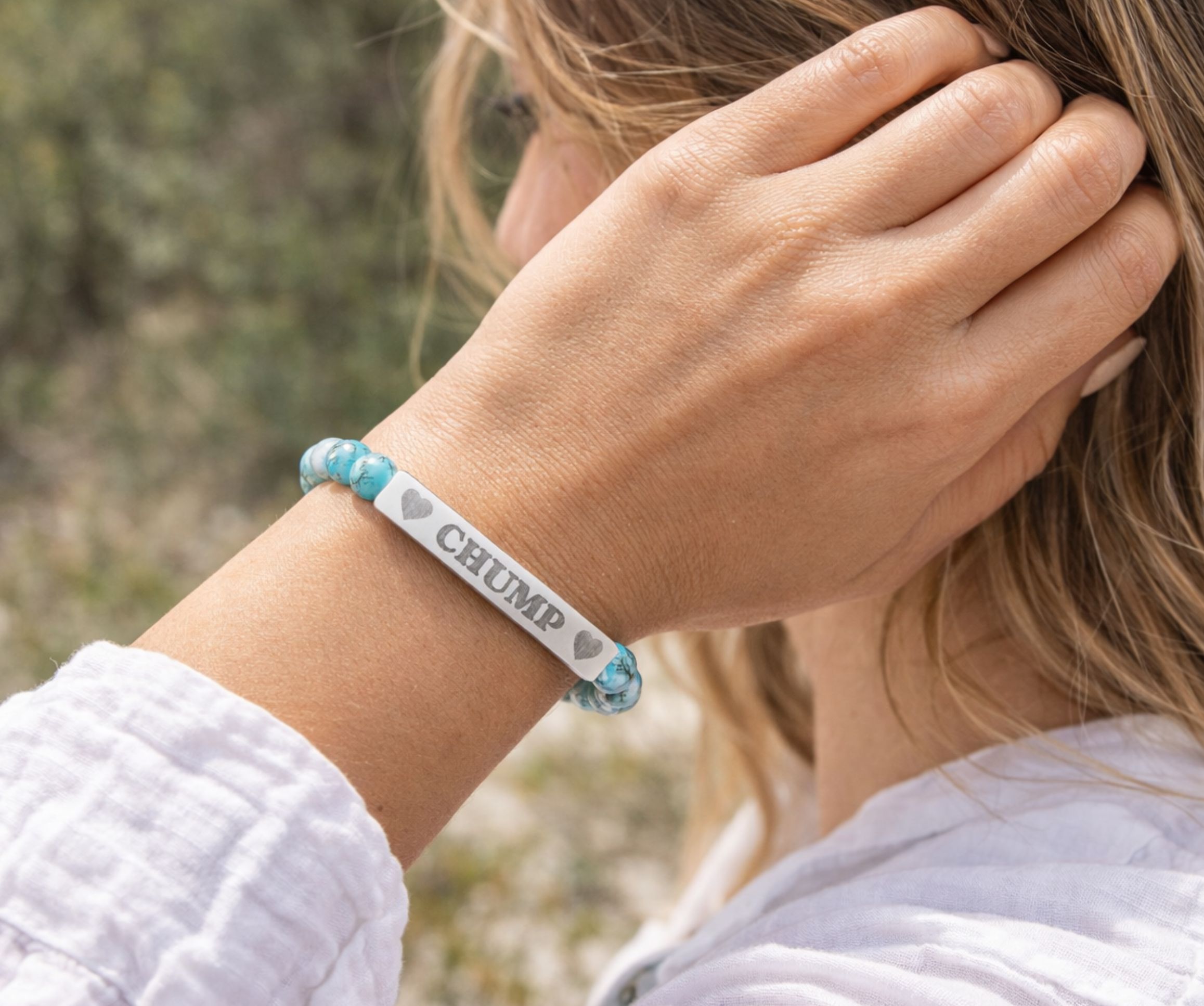 CHUMP Engraved Natural Stone Beaded Bracelet product thumbnail image