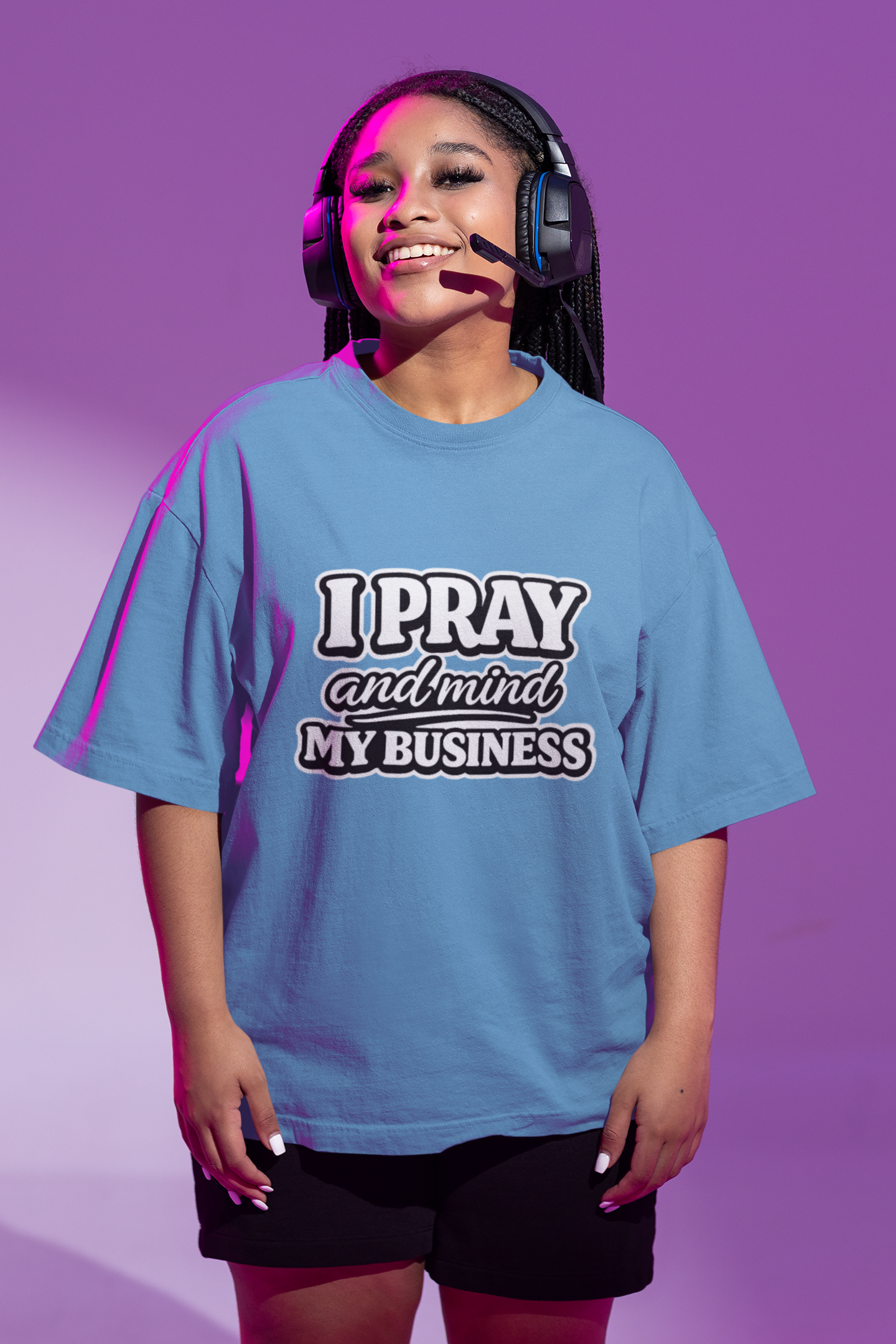 Prayer Graphic T-Shirt — "I Pray and Mind My Business" Christian Faith Tee