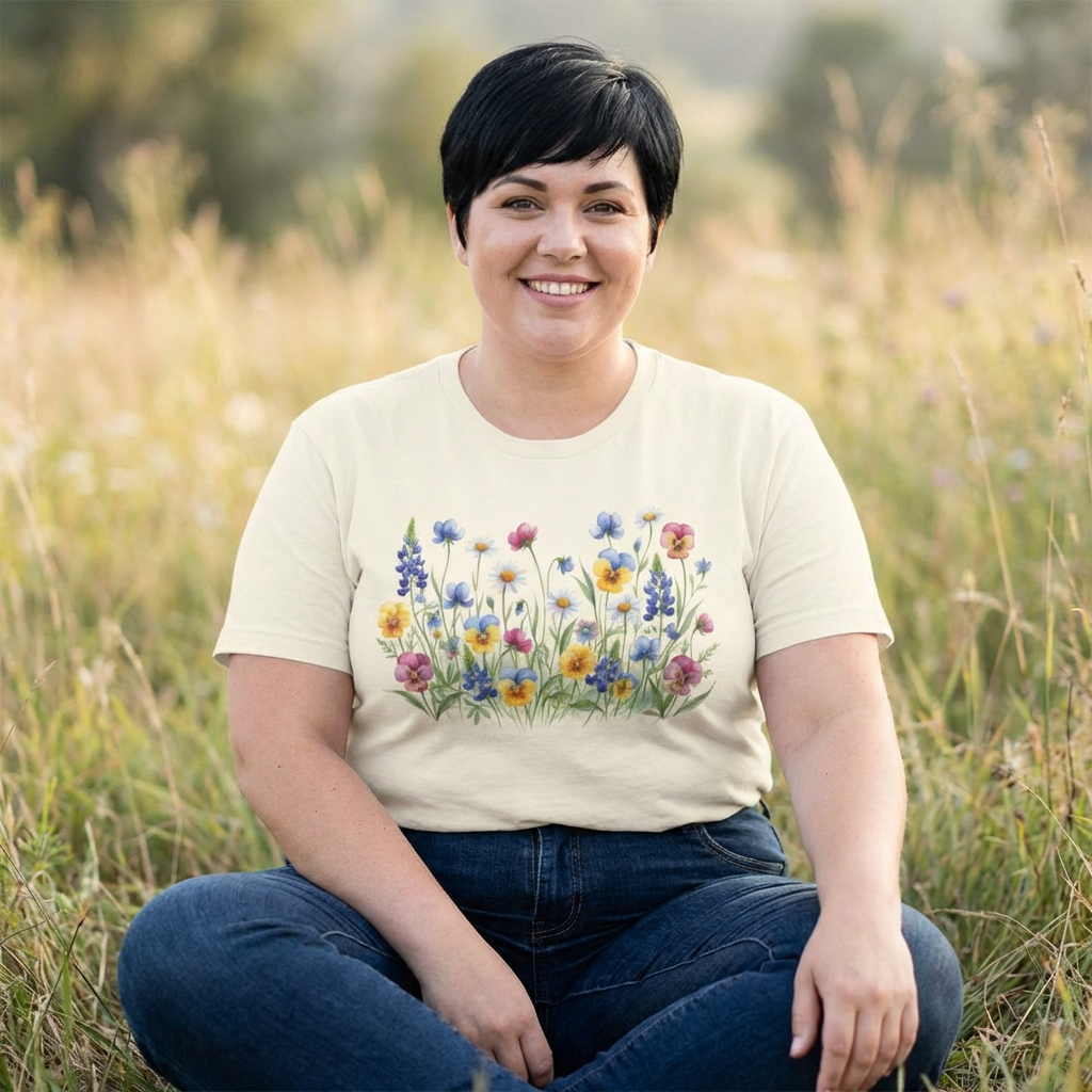 Wildflower Garden Tee — Watercolor Spring &amp; Summer Floral Cotton T-Shirt product thumbnail image