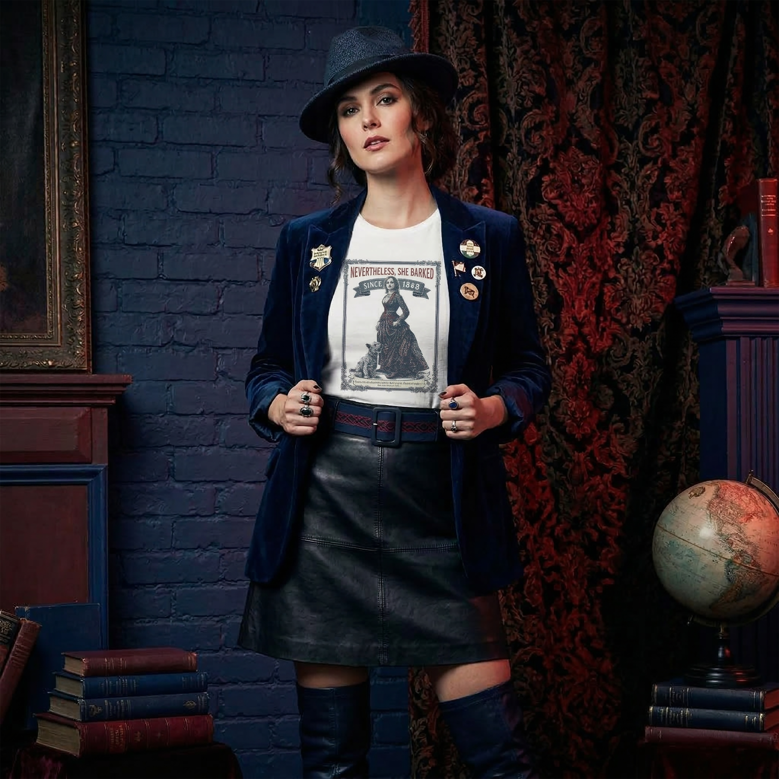 'Nevertheless, She Barked' Graphic Tee — Vintage Women's History Month t-shirt product thumbnail image 'Nevertheless, She Barked' Graphic Tee — Vintage Women's History Month t-shirt product thumbnail image