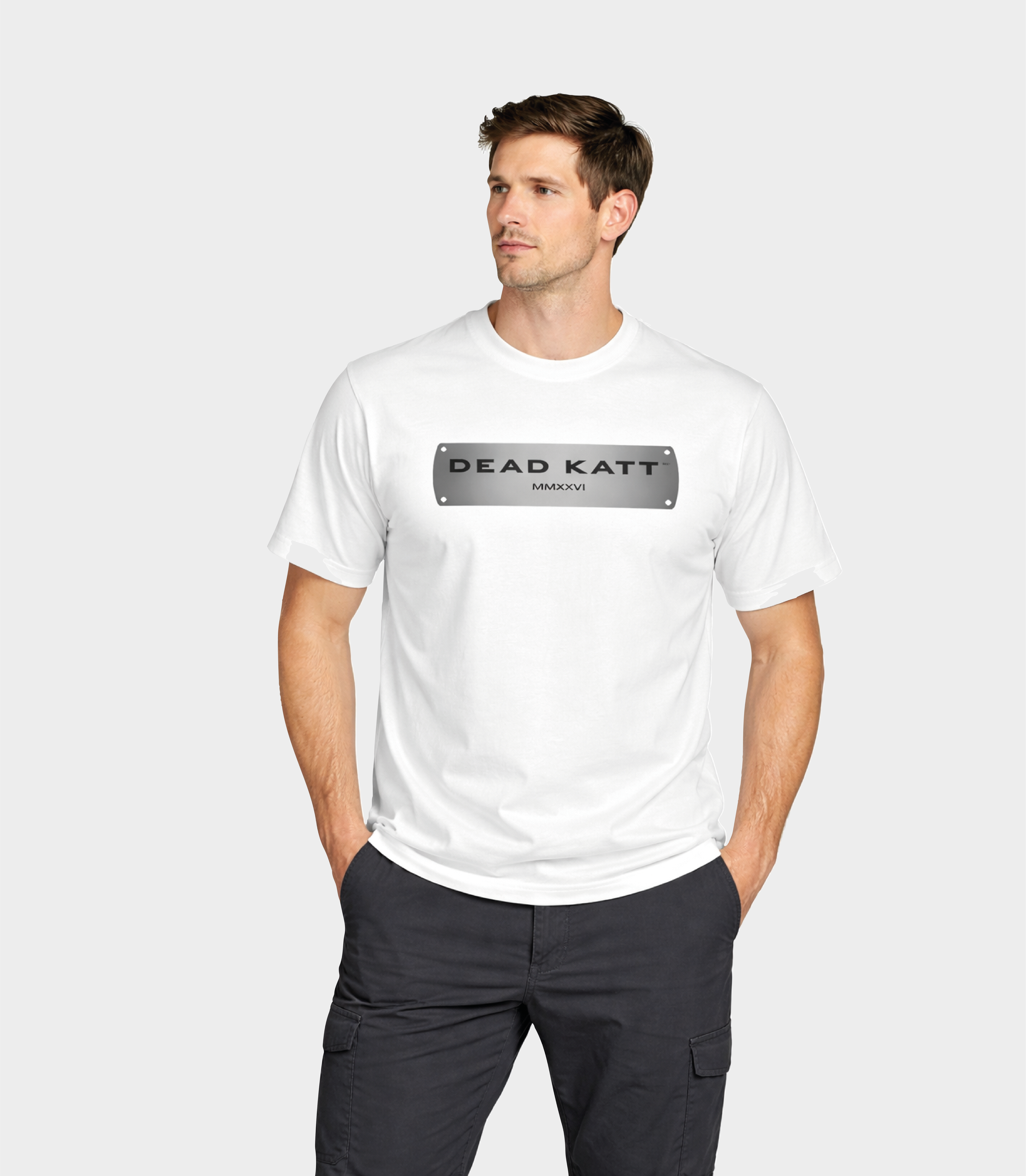 Dead Katt Steel Plate Edition – White Signature Tee