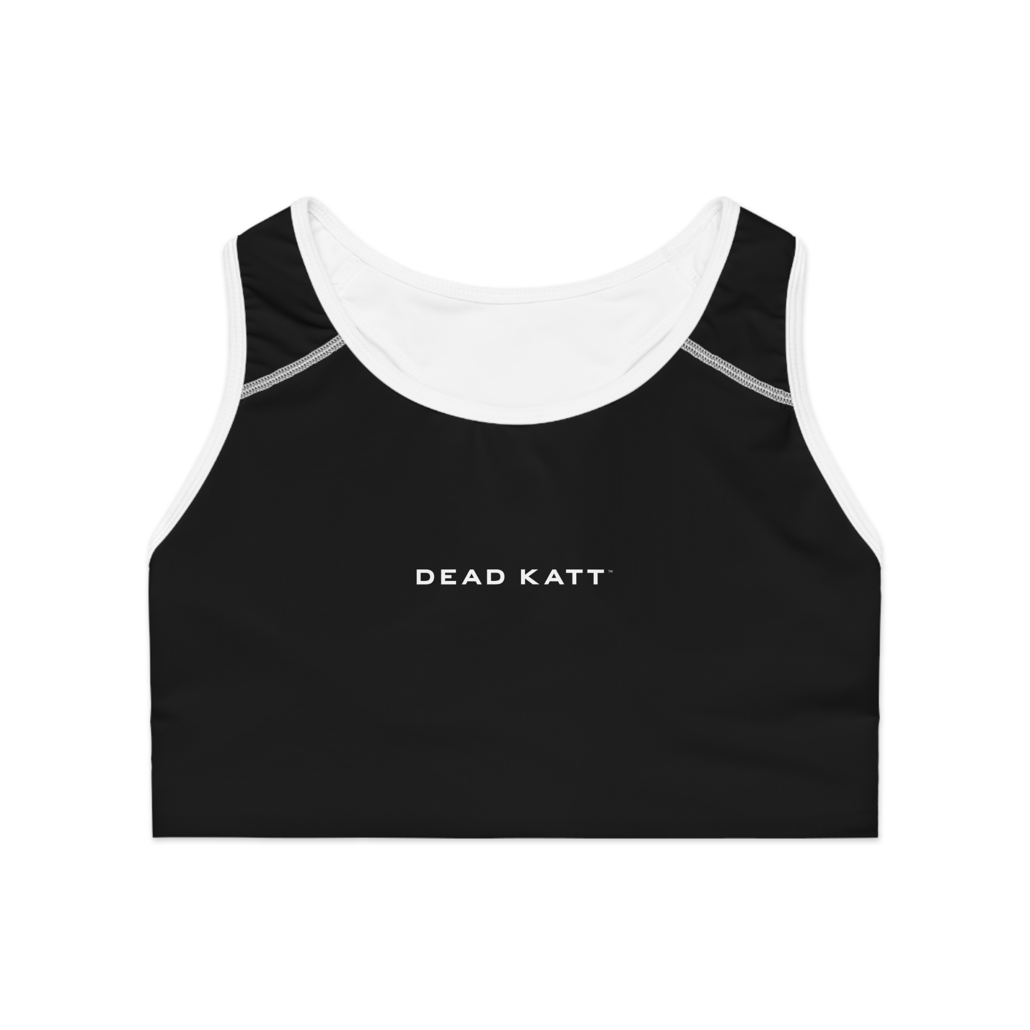 Dead Katt Black Sports Bra — Minimal Logo Racerback Activewear product thumbnail image