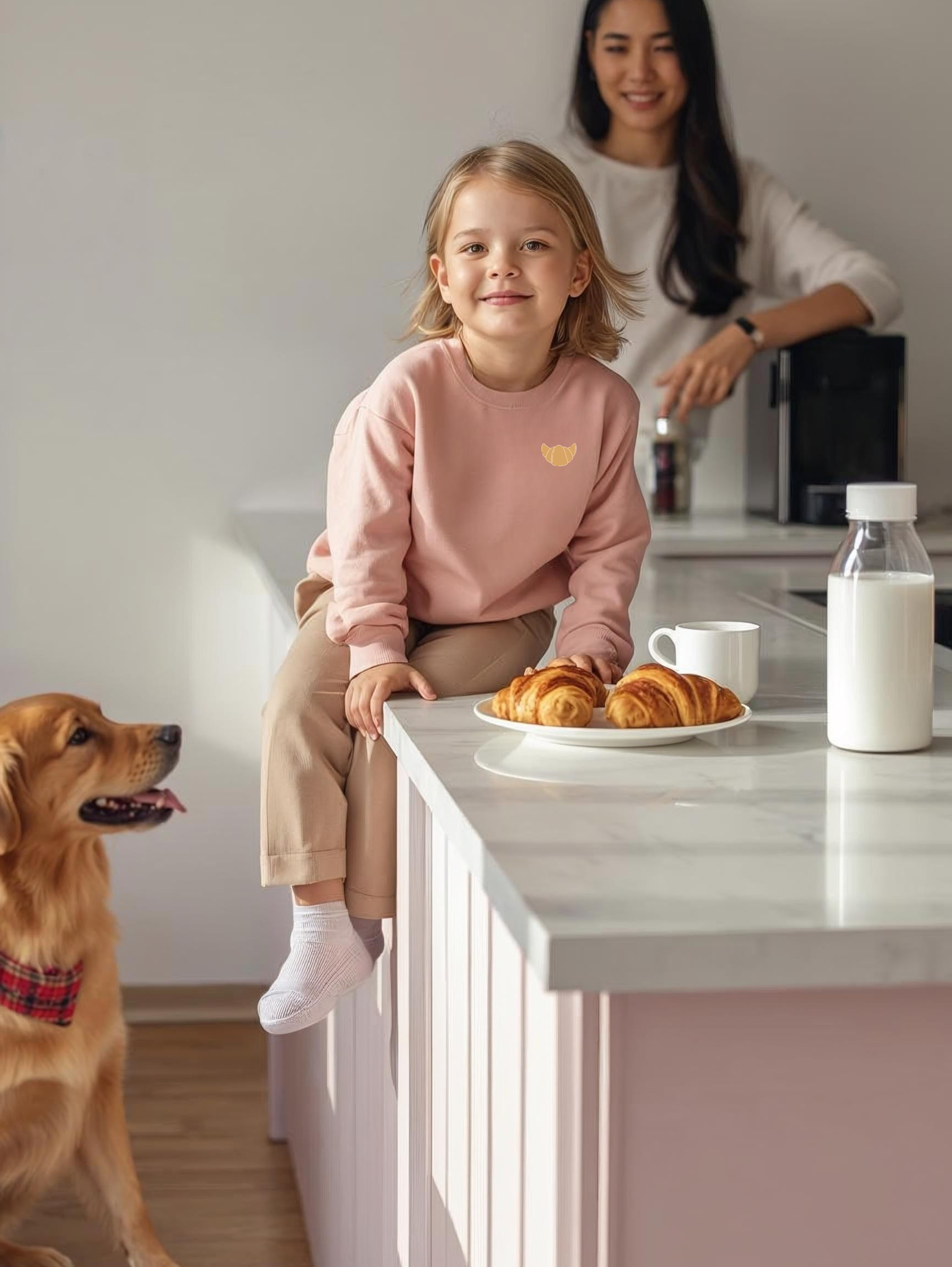 Kids Sweatshirt — 'Butter Than Anyone' Croissant Cozy Comfy Crewneck product thumbnail image