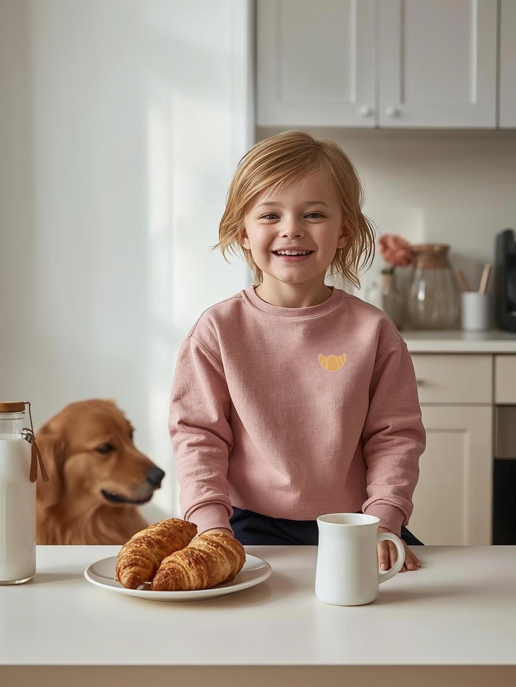 Kids Sweatshirt — 'Butter Than Anyone' Croissant Cozy Comfy Crewneck product thumbnail image