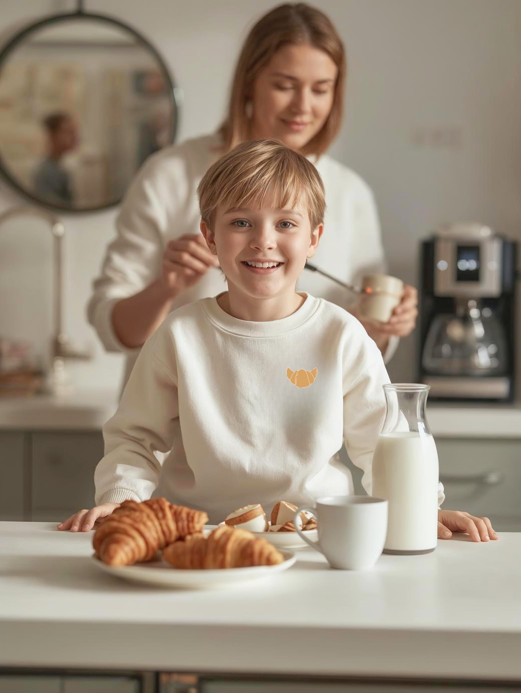 Kids Sweatshirt — 'Butter Than Anyone' Croissant Cozy Comfy Crewneck product thumbnail image