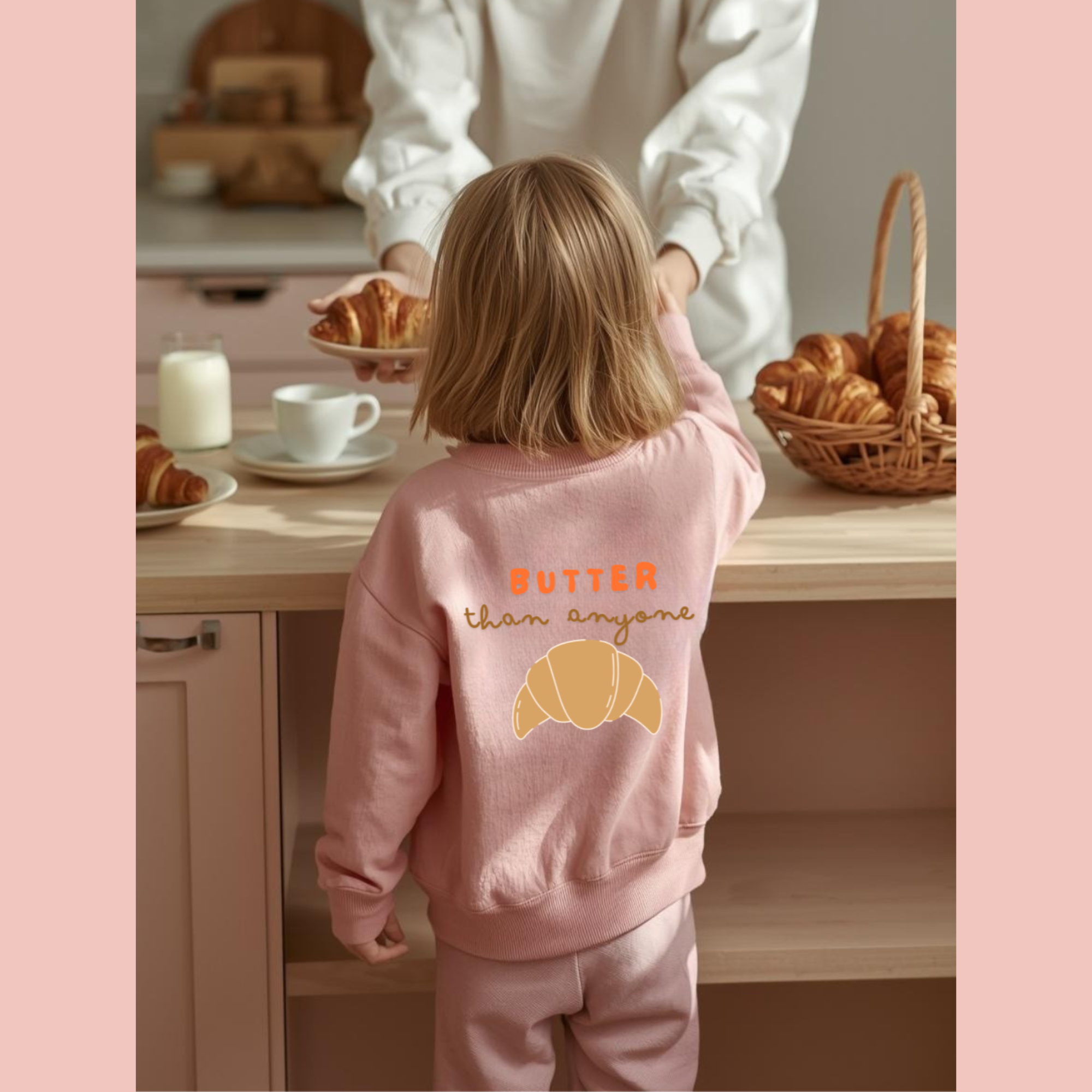 Kids Sweatshirt — 'Butter Than Anyone' Croissant Cozy Comfy Crewneck product thumbnail image Kids Sweatshirt — 'Butter Than Anyone' Croissant Cozy Comfy Crewneck product thumbnail image