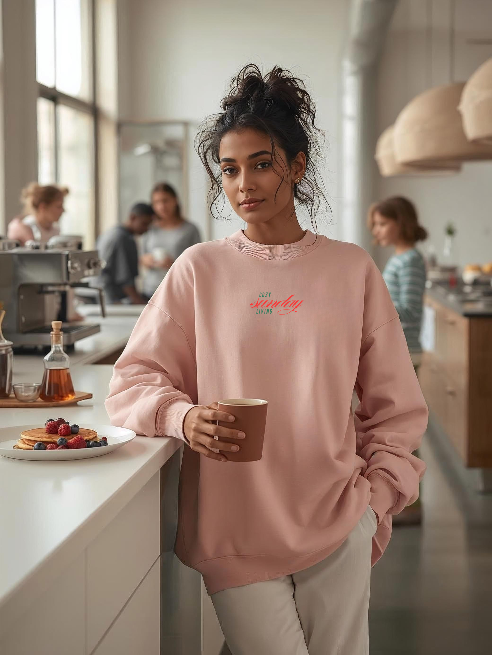 Mom Life Tee, Pancakes stack illustration Sweatshirt | retro breakfast lettering back print product thumbnail image