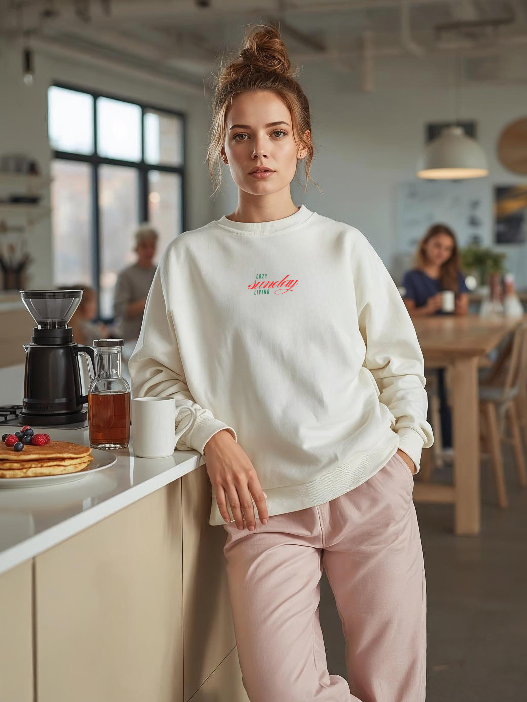 Mom Life Tee, Pancakes stack illustration Sweatshirt | retro breakfast lettering back print product thumbnail image