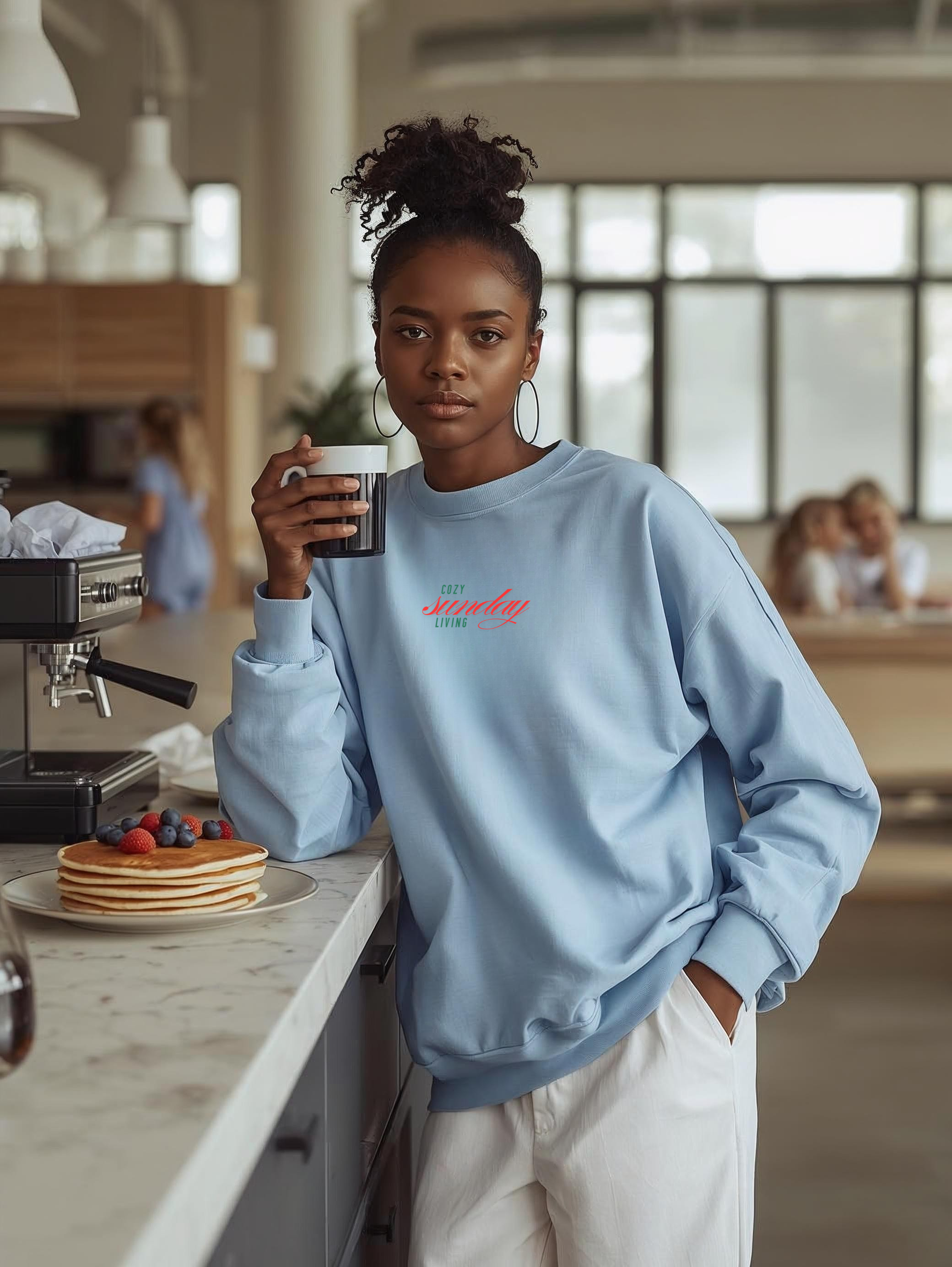 Mom Life Tee, Pancakes stack illustration Sweatshirt | retro breakfast lettering back print product thumbnail image