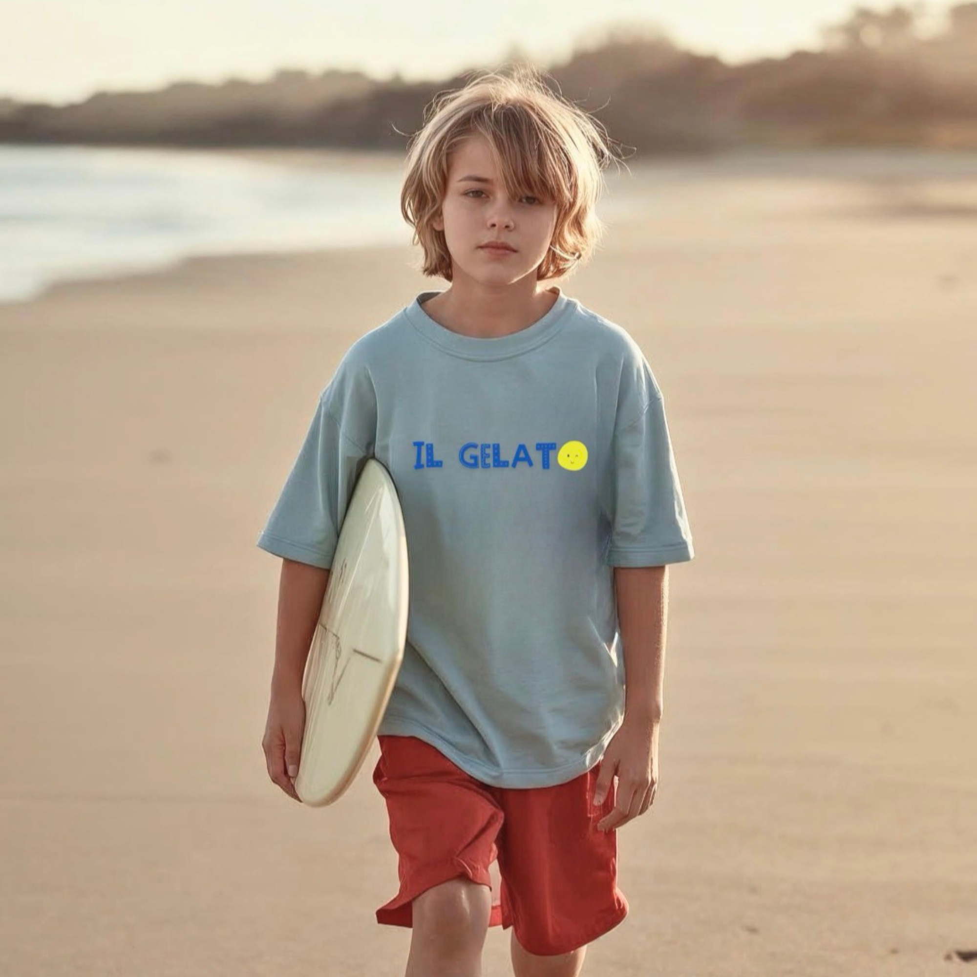 Il Gelato Ice Cream Tee | Kids graphic cone, blue red scoop product thumbnail image