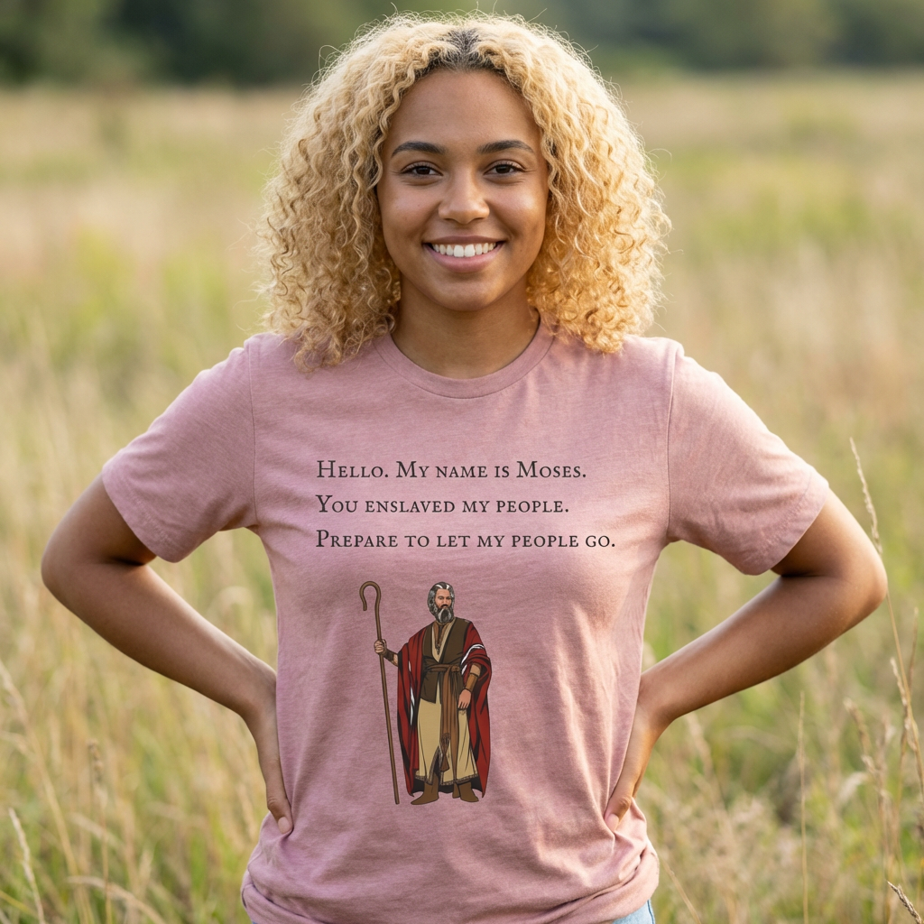 “Let My People Go” Christian T‑Shirt | Bible &amp; Movie Mashup Tee product thumbnail image