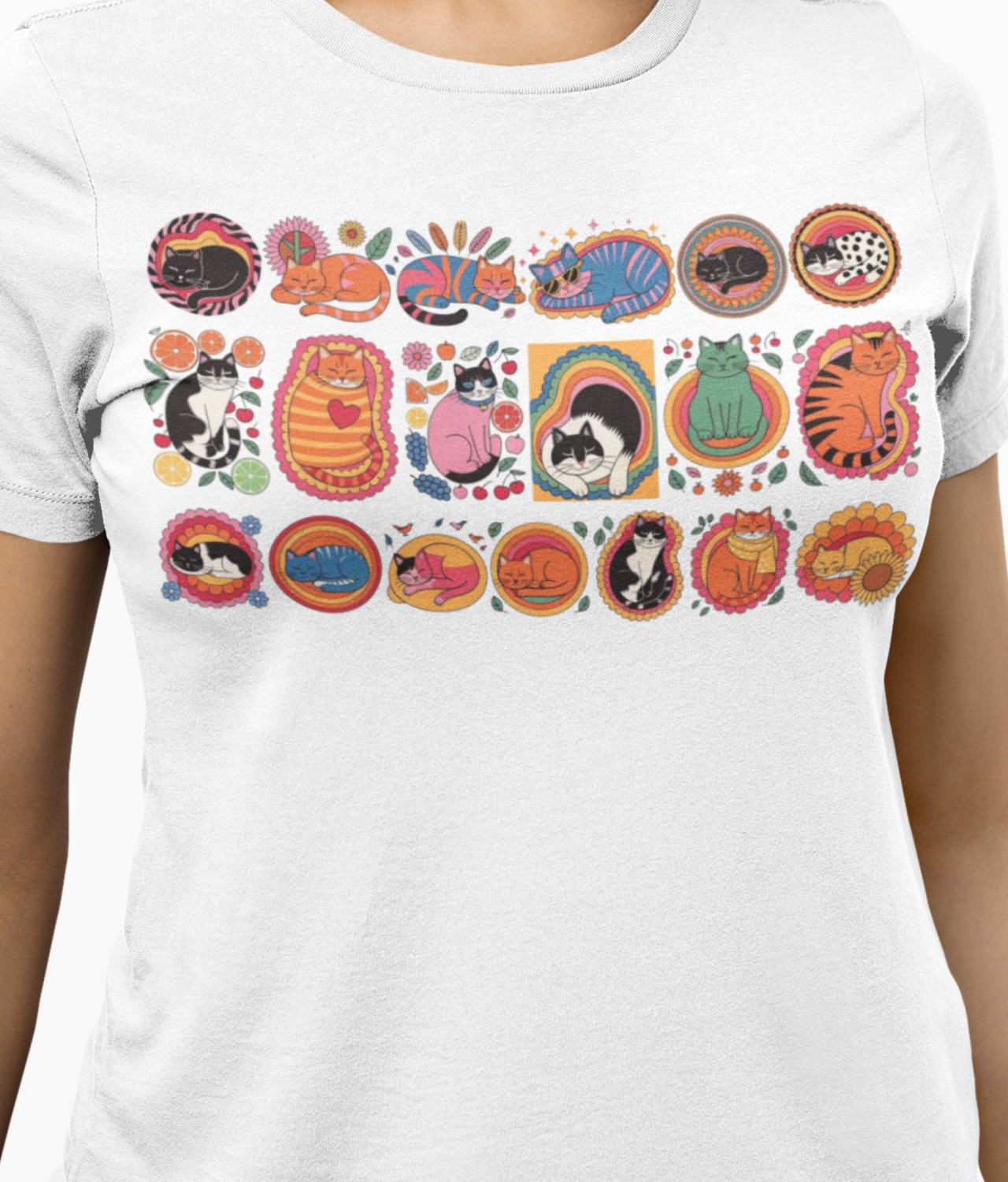 Cat Naps |Comfort Colors Unisex Tee | Retro Graphics T-Shirt | Colorful Cat Lovers Vintage Icons Tee