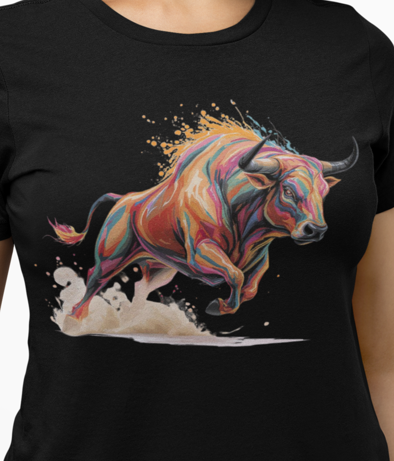 Charging Bull Colorful Pastel Graphic Art | Comfort Colors Unisex T-Shirt | Bull Illustration Tee |Taurus Zodiac Horoscope