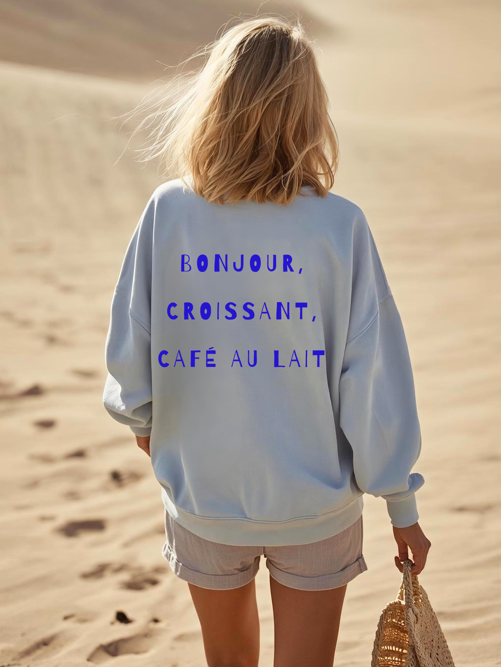 Bonjour Croissant Café au Lait Sweatshirt | French Phrase Crewneck product thumbnail image Bonjour Croissant Café au Lait Sweatshirt | French Phrase Crewneck product thumbnail image