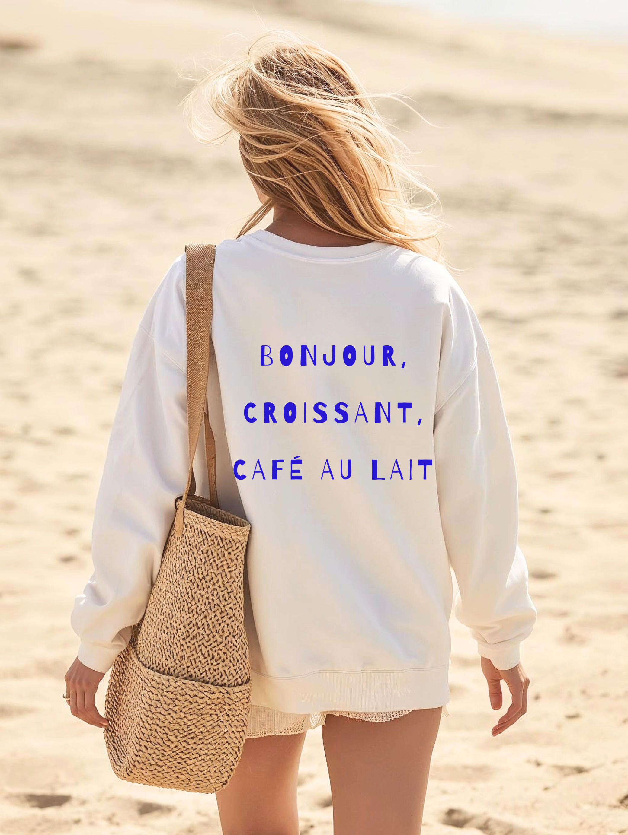 Bonjour Croissant Café au Lait Sweatshirt | French Phrase Crewneck product thumbnail image Bonjour Croissant Café au Lait Sweatshirt | French Phrase Crewneck product thumbnail image