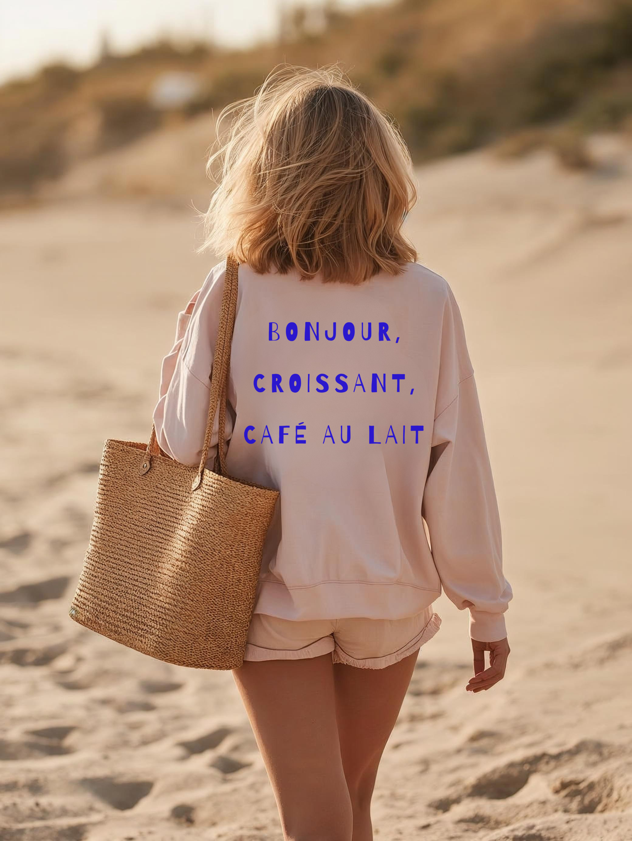 Bonjour Croissant Café au Lait Sweatshirt | French Phrase Crewneck product thumbnail image Bonjour Croissant Café au Lait Sweatshirt | French Phrase Crewneck product thumbnail image
