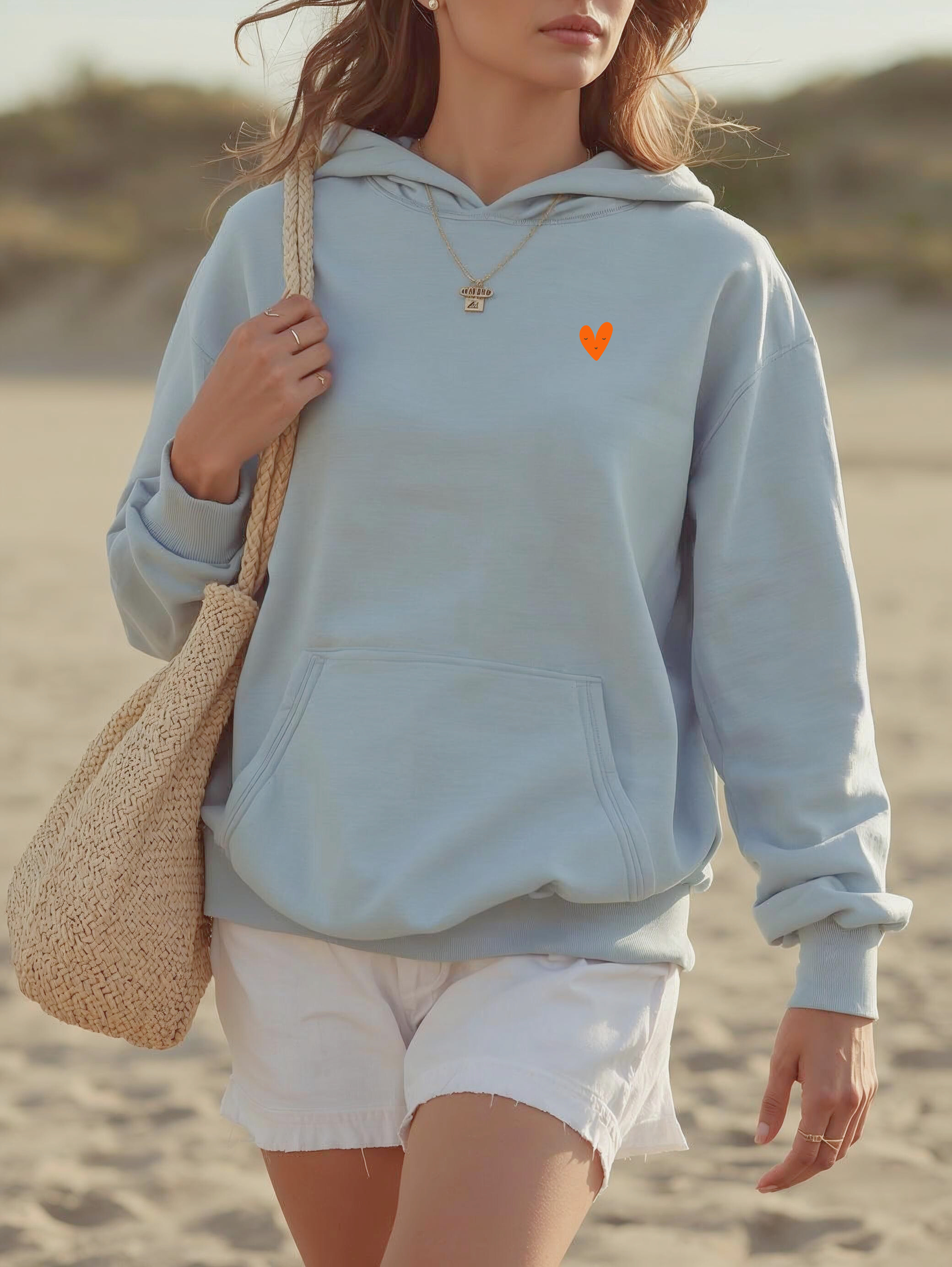 Ich Fühle es  text Hoodie |  Minimal Herz icon mit Text Hinten Sweatshirt Unisex product thumbnail image