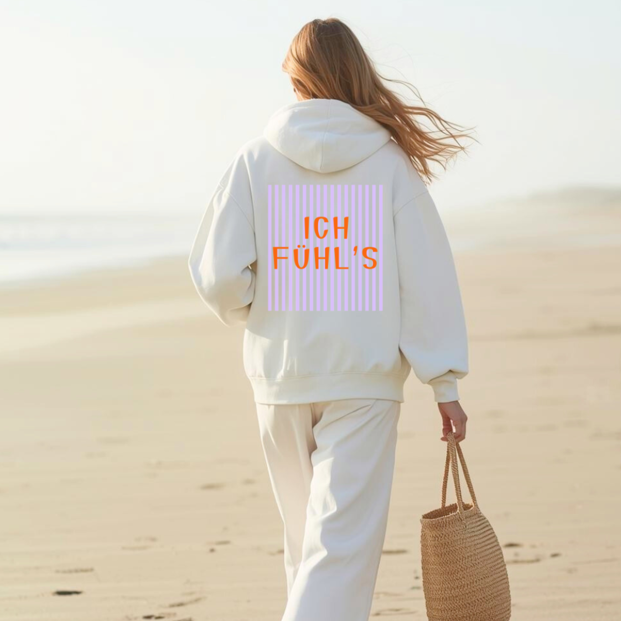 Ich Fühle es  text Hoodie |  Minimal Herz icon mit Text Hinten Sweatshirt Unisex product thumbnail image