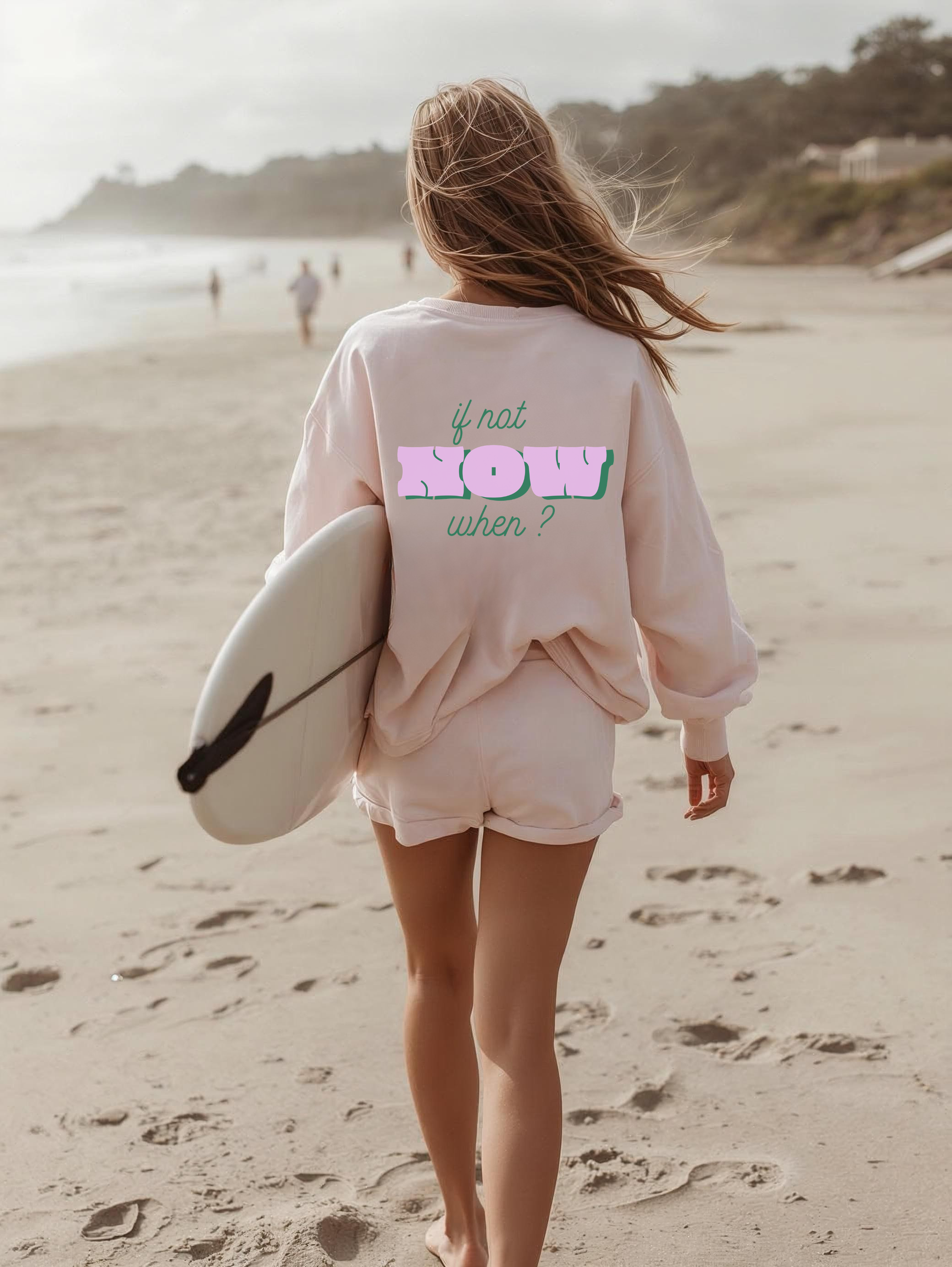 If Not Now when? Just Do  It Sweatshirt | Minimal Script Logo, White Crewneck product thumbnail image