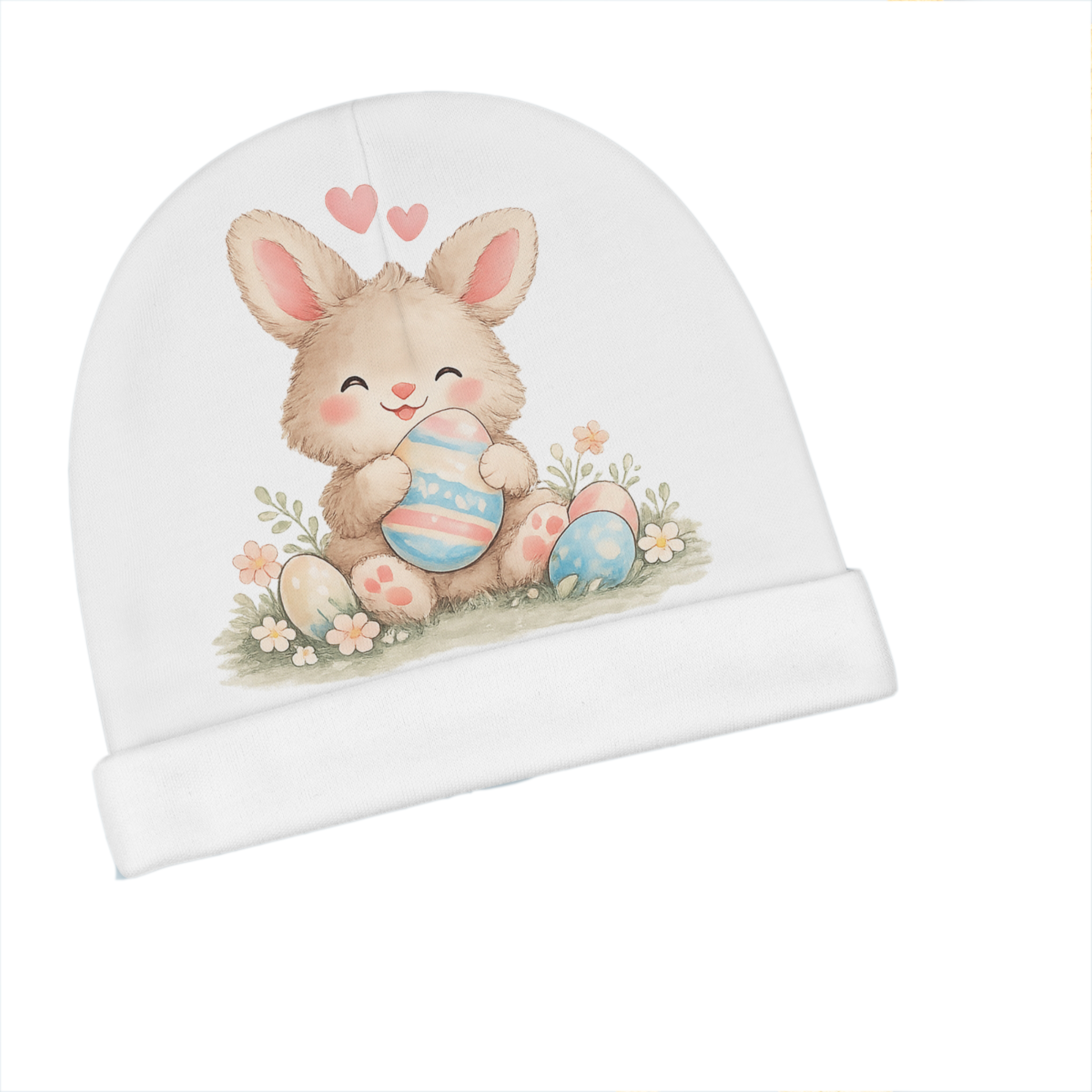Easter Bunny Baby Beanie – Cute Pastel Bunny with Easter Eggs Newborn Hat product thumbnail image Easter Bunny Baby Beanie – Cute Pastel Bunny with Easter Eggs Newborn Hat product thumbnail image