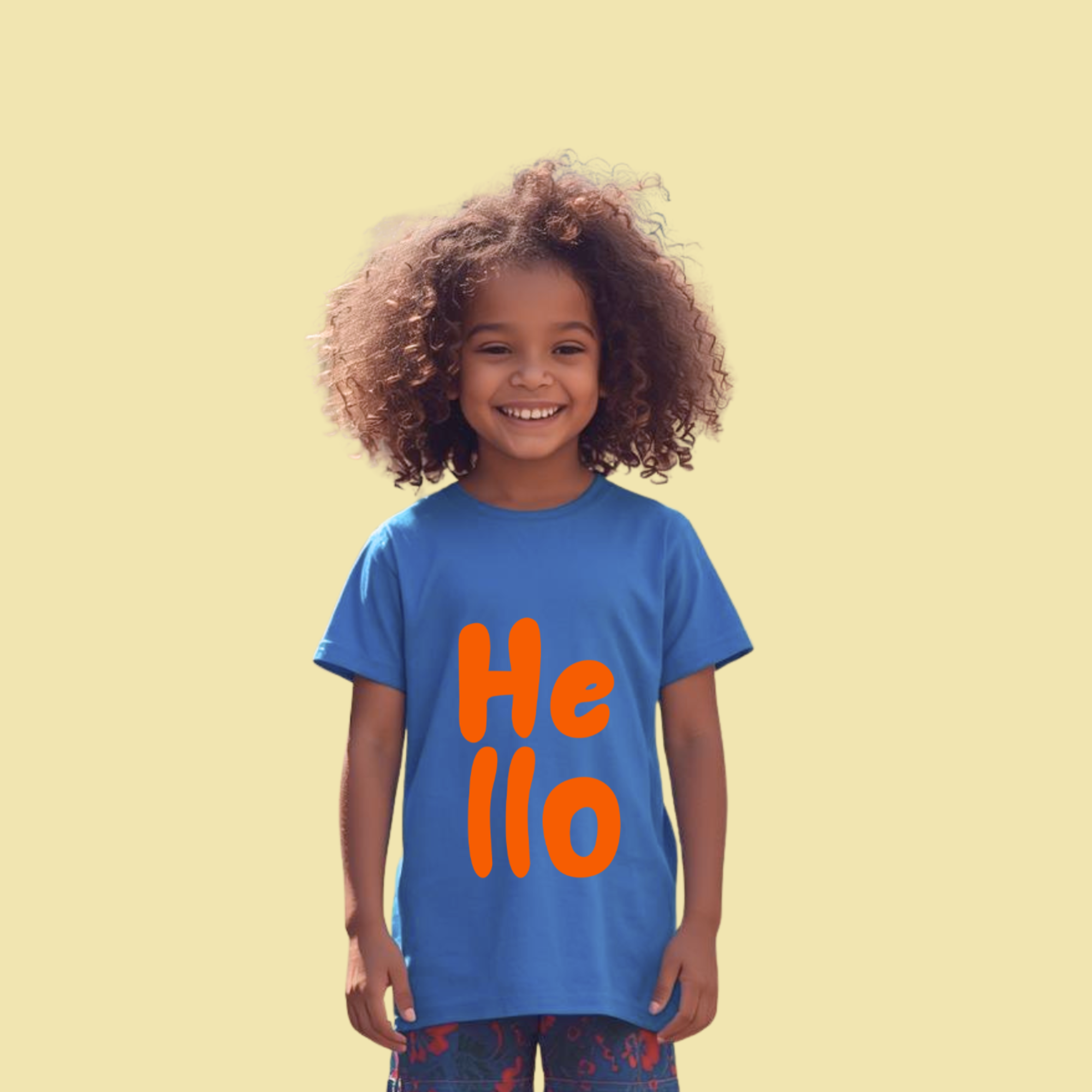 HeLLo Kids Tee | Playful Orange Lettering Kids T-Shirt  product thumbnail image
