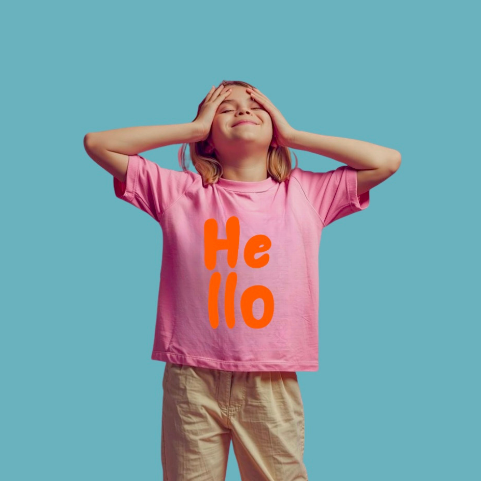 HeLLo Kids Tee | Playful Orange Lettering Kids T-Shirt  product thumbnail image