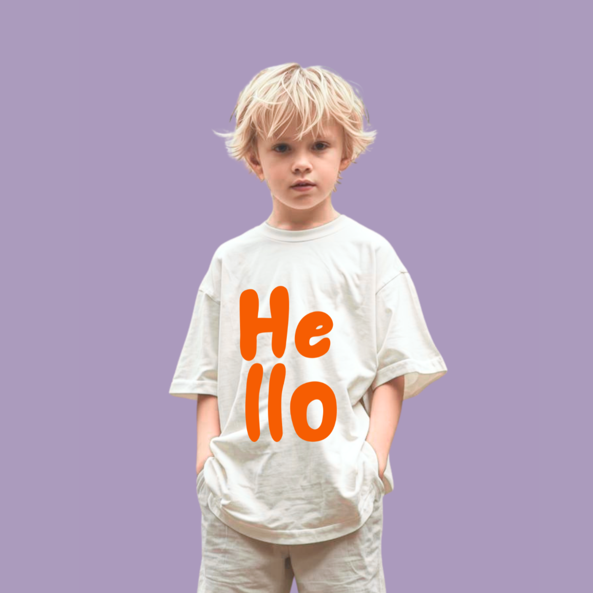 HeLLo Kids Tee | Playful Orange Lettering Kids T-Shirt  product thumbnail image