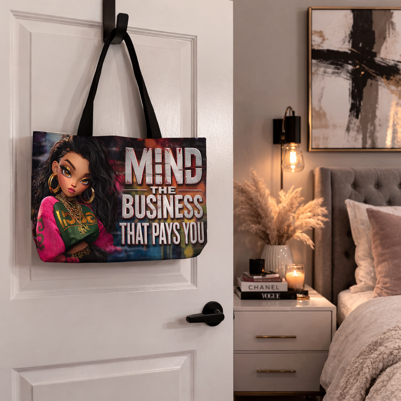 Weekender Tote Bag — "Mind The Business That Pays You" Motivational Urban Art Tote product thumbnail image Weekender Tote Bag — "Mind The Business That Pays You" Motivational Urban Art Tote product thumbnail image