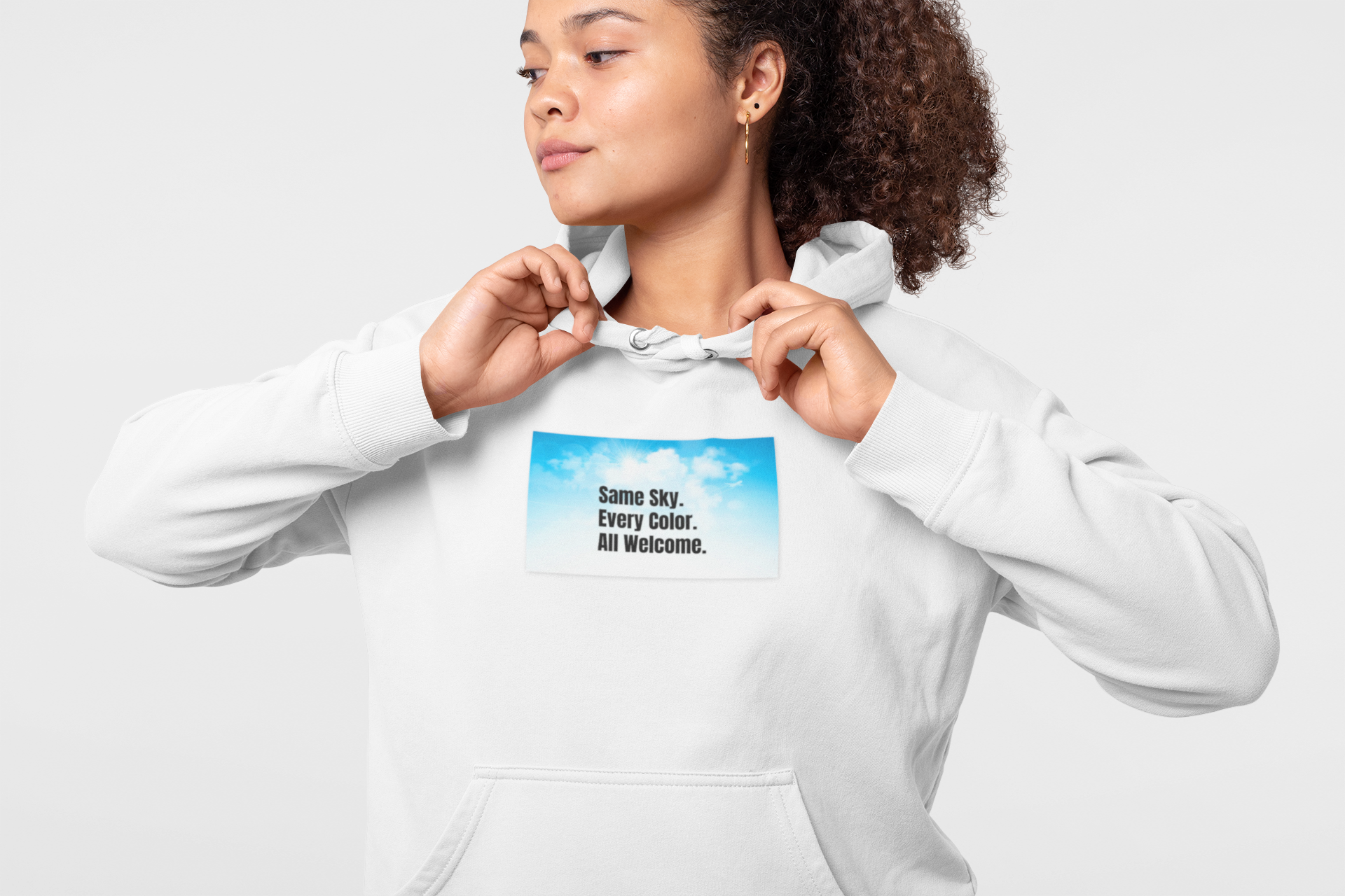Inclusive Quote on Hoodie, Three-Panel Fleece