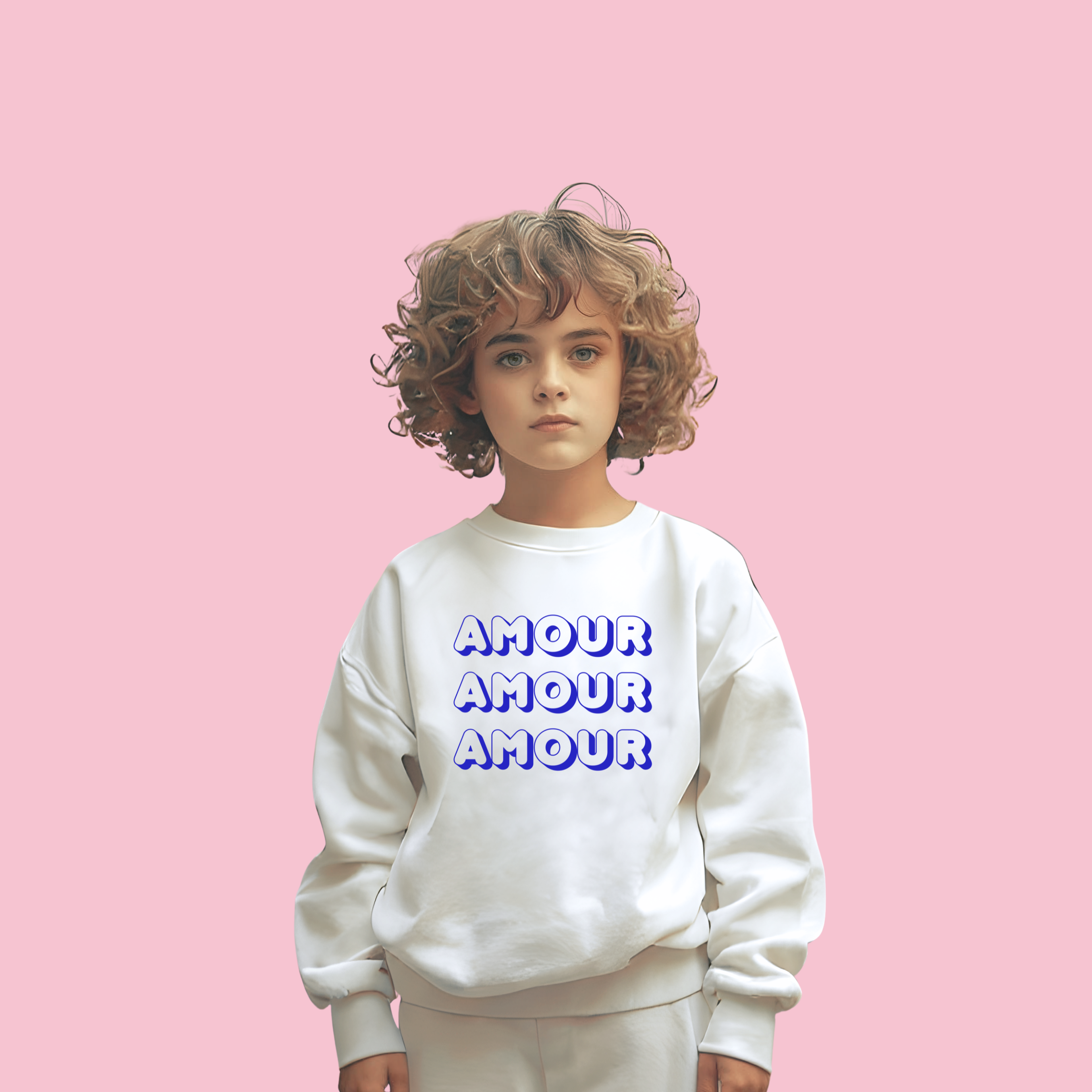 Kids Sweatshirt - 'Amour Amour Amour' Cute French Love Graphic product thumbnail image