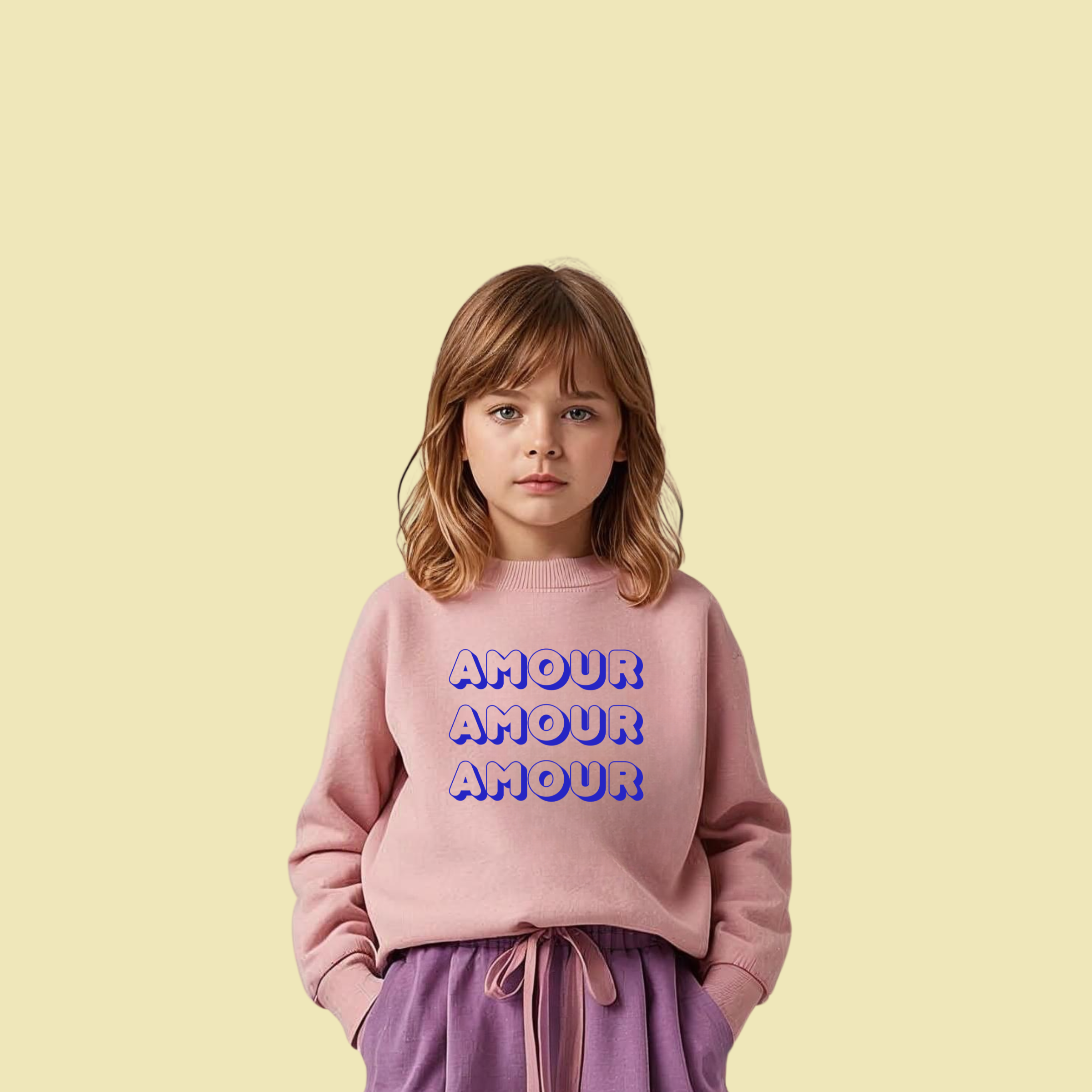Kids Sweatshirt - 'Amour Amour Amour' Cute French Love Graphic product thumbnail image