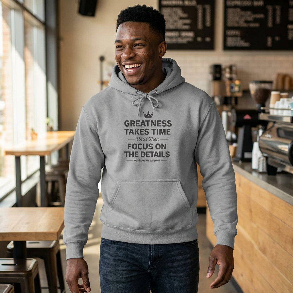 Greatness Takes Time Hoodie – Manhood Unscripted™ Motivational Legacy Graphic Hoodie product thumbnail image