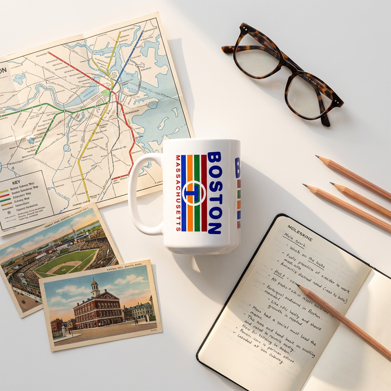 Boston MBTA Mug - Subway Lines 15oz Ceramic - Retro Design - Makes a Great Boston Gift product thumbnail image