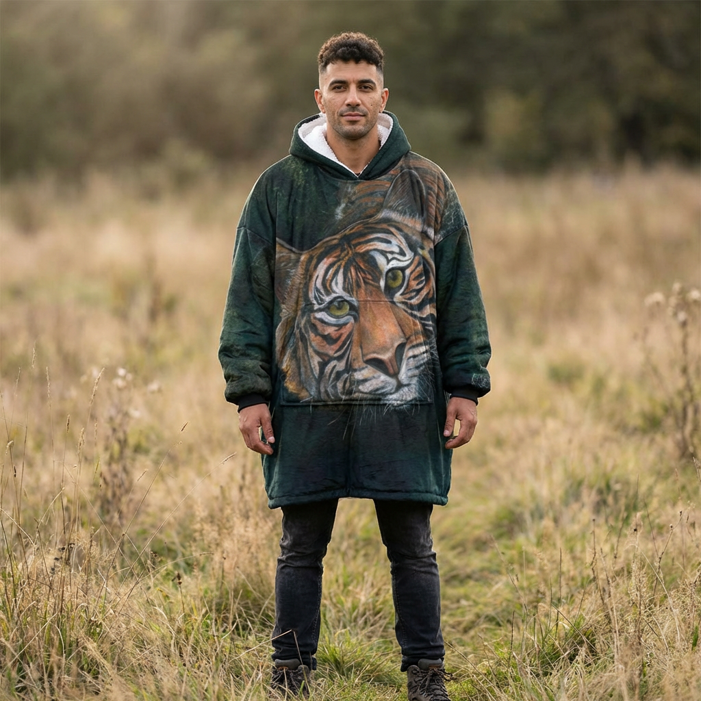 Luxury Hooded Art Blanket - "LaTigre”  Tiger Design by Tiffany Marie Luke