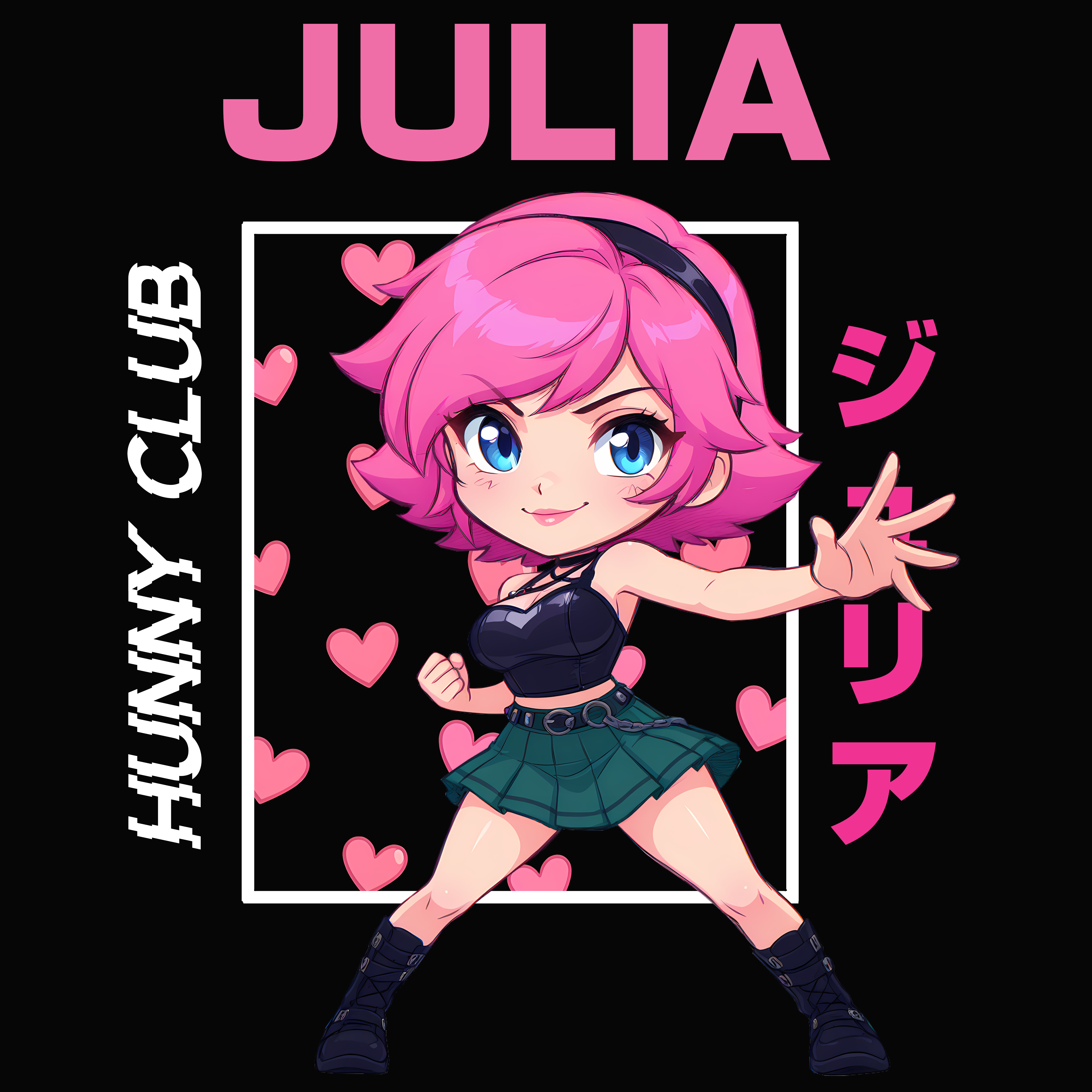 Julia Anime Girl T-Shirt — Kawaii Pink Chibi Design for Fans product thumbnail image Julia Anime Girl T-Shirt — Kawaii Pink Chibi Design for Fans product thumbnail image