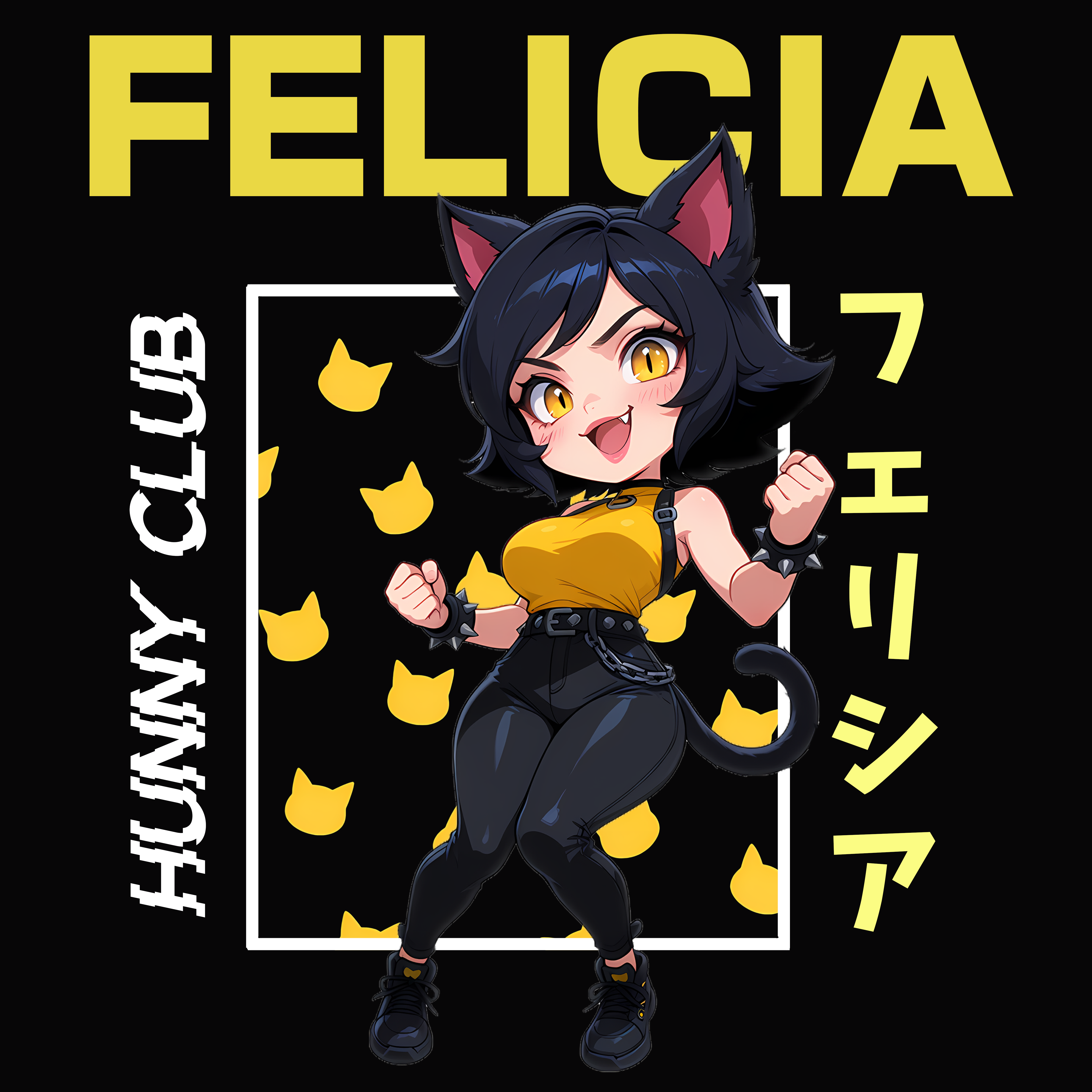 Felicia Anime Catgirl T-Shirt — "Felicia" Graphic Tee with Japanese Text product thumbnail image