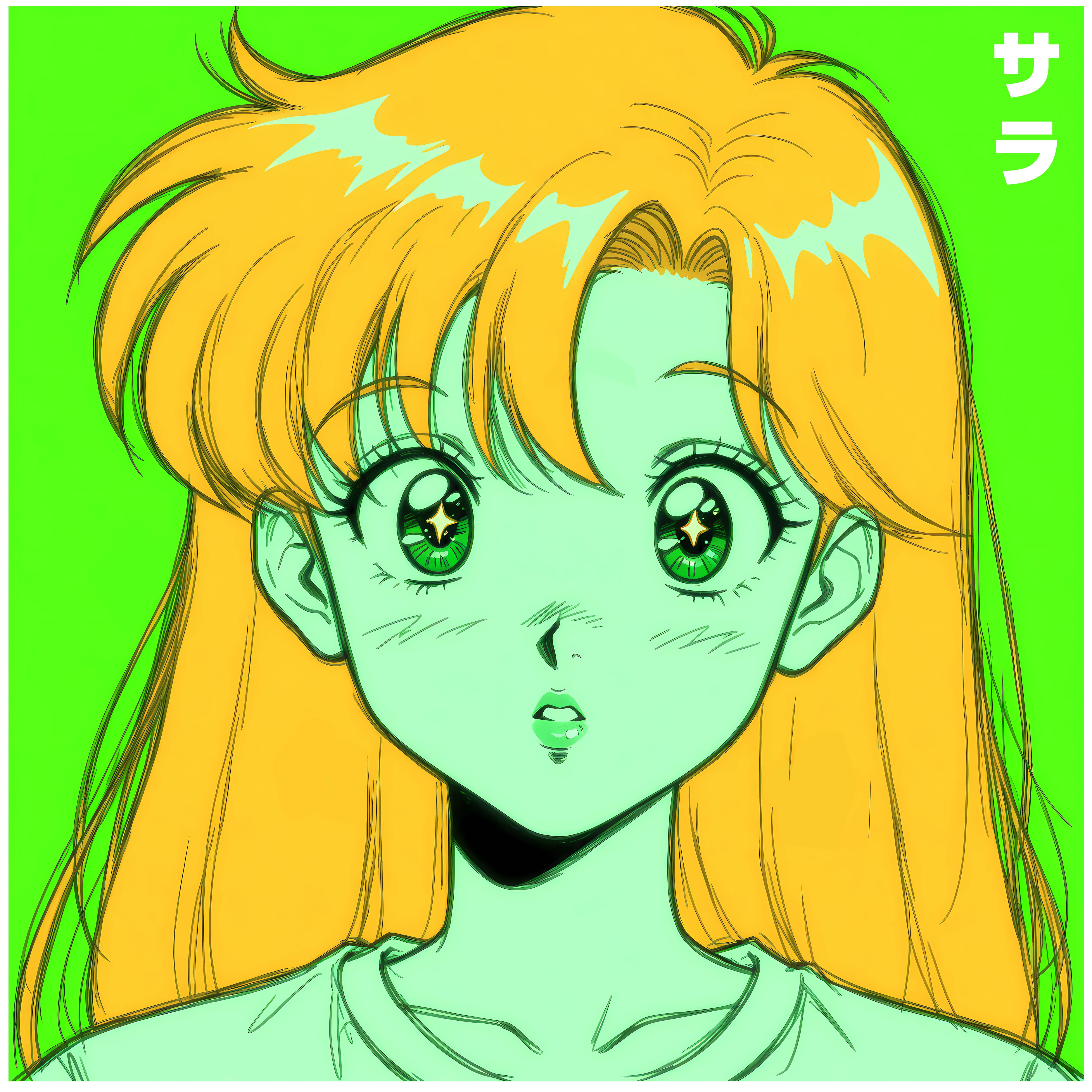 Anime Girl Portrait T-Shirt — Retro Neon Japanese Aesthetic