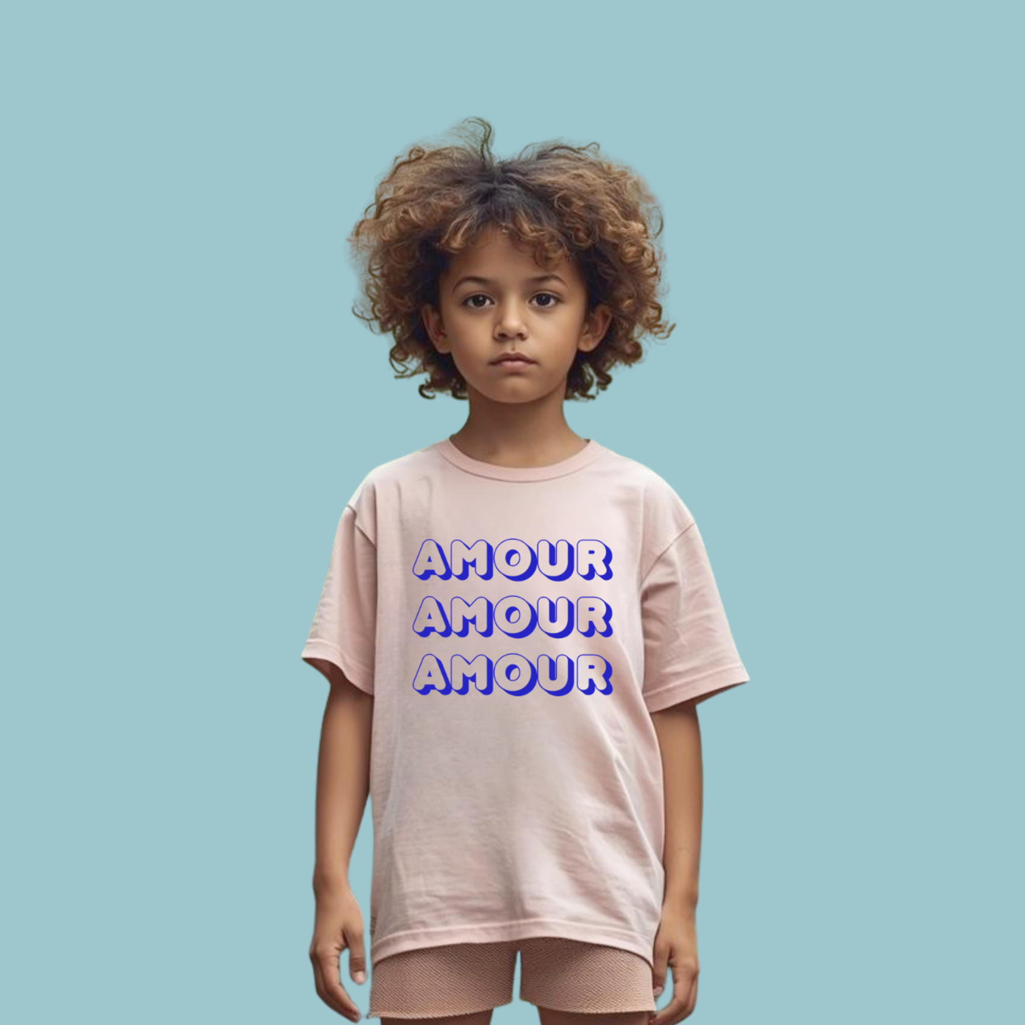 Kids Tee — "Amour Amour Amour" Bubble Letter Shirt product thumbnail image Kids Tee — "Amour Amour Amour" Bubble Letter Shirt product thumbnail image