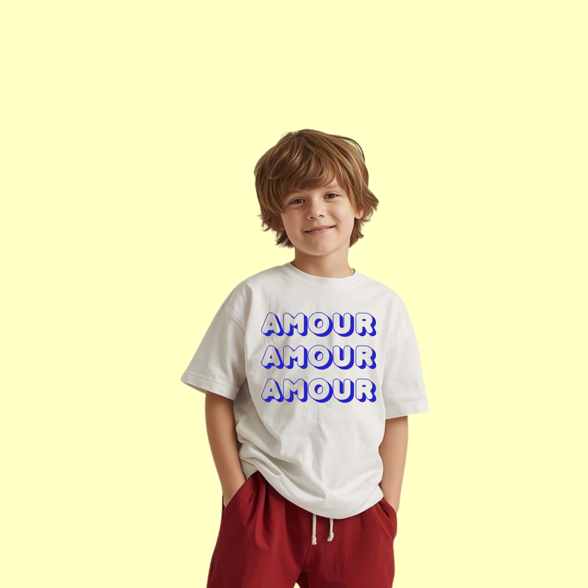 Kids Tee — "Amour Amour Amour" Bubble Letter Shirt product thumbnail image