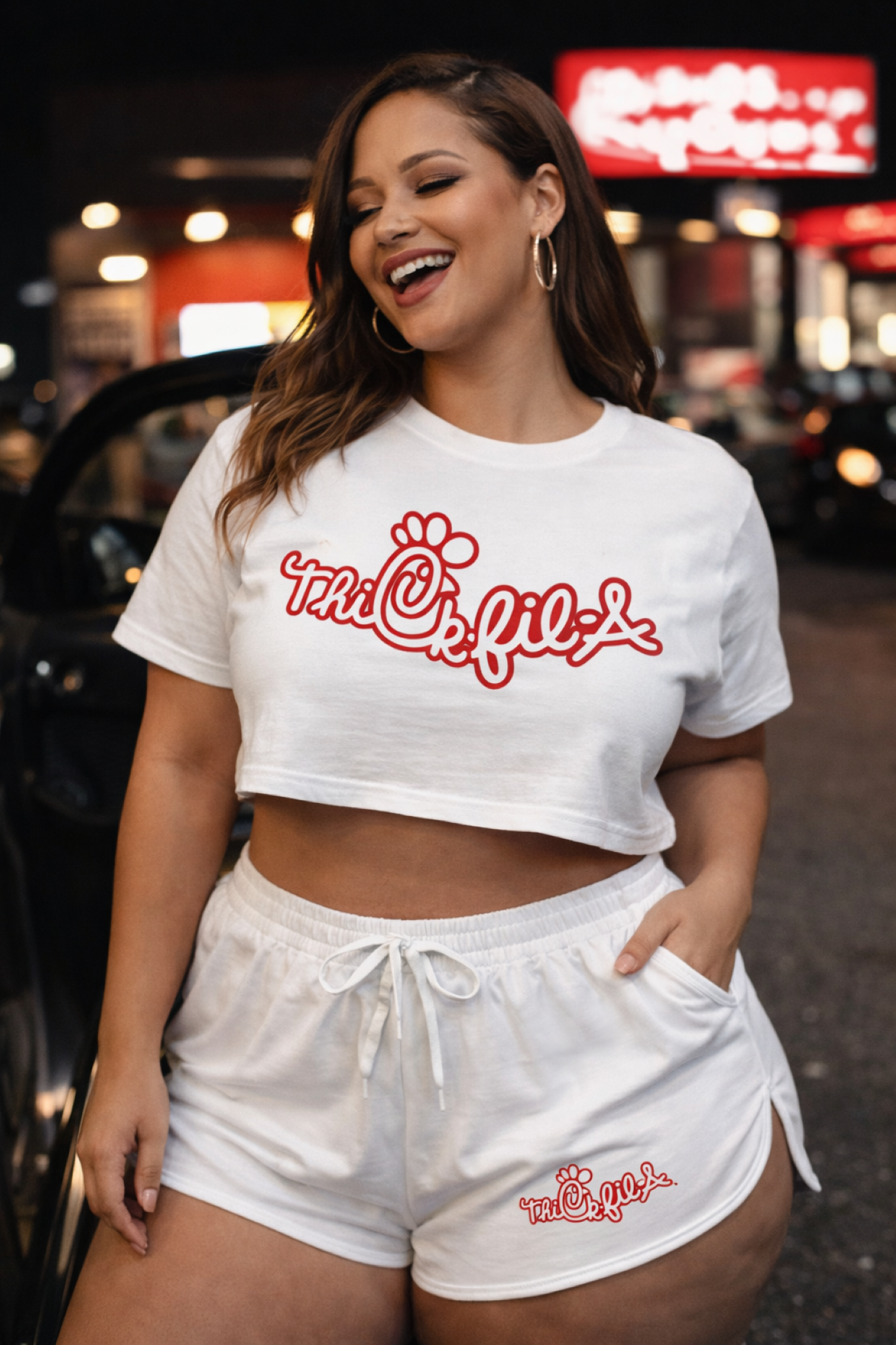  Cute Thick-Fil-A Inspired Design, Lounge Wear, Summer Apparel, Casual Bottoms, Gift for Her product thumbnail image