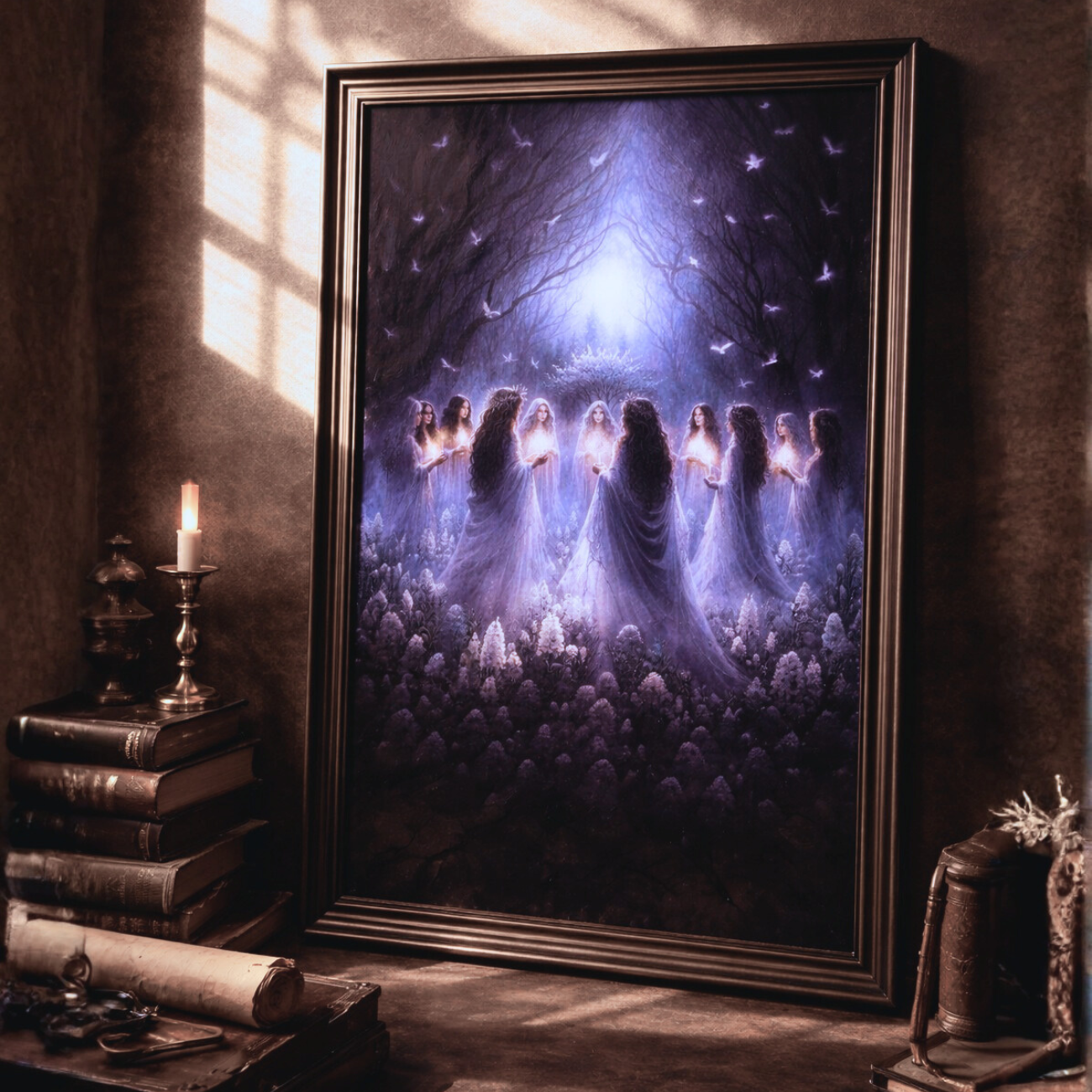 Sacred Circle of the Witches Poster Mystical Moonlit Ritual Women Gathering Fantasy Witch Wall Art Pagan Spiritual Decor Woodland Coven Art Print product thumbnail image Sacred Circle of the Witches Poster Mystical Moonlit Ritual Women Gathering Fantasy Witch Wall Art Pagan Spiritual Decor Woodland Coven Art Print product thumbnail image